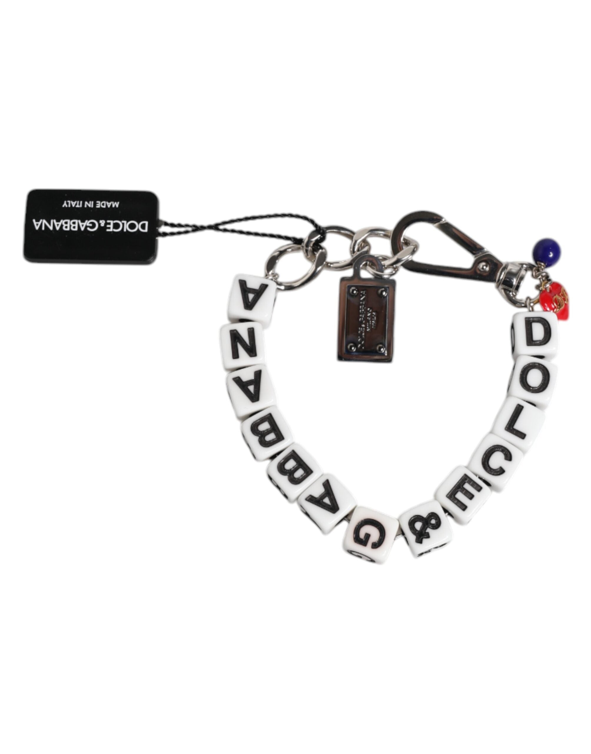 Dolce & Gabbana Silver Brass Chain Dice Logo Embellished Charm Bracelet Dolce & Gabbana