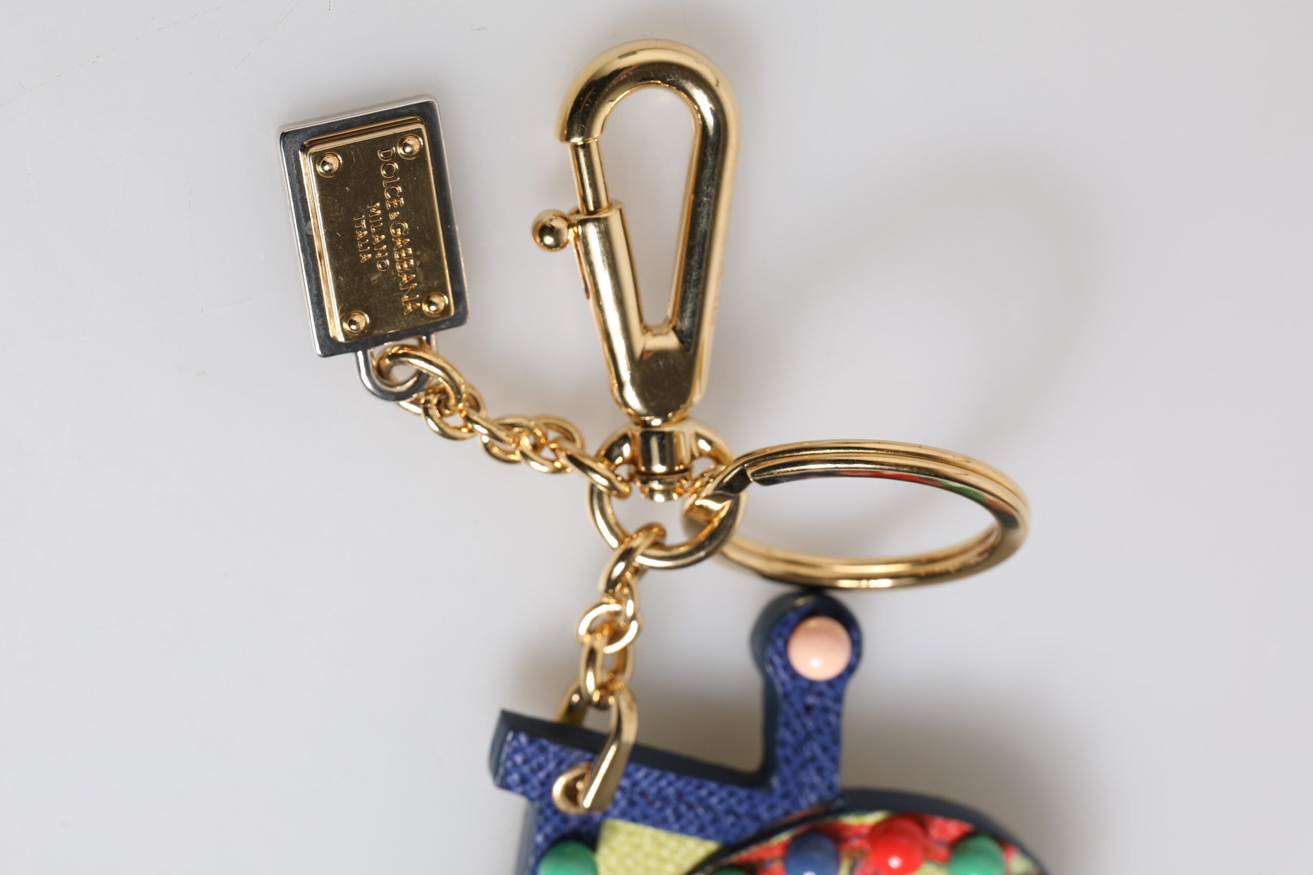 Dolce & Gabbana Multicolor Gold Tone Carretto Keychain Keyring Dolce & Gabbana