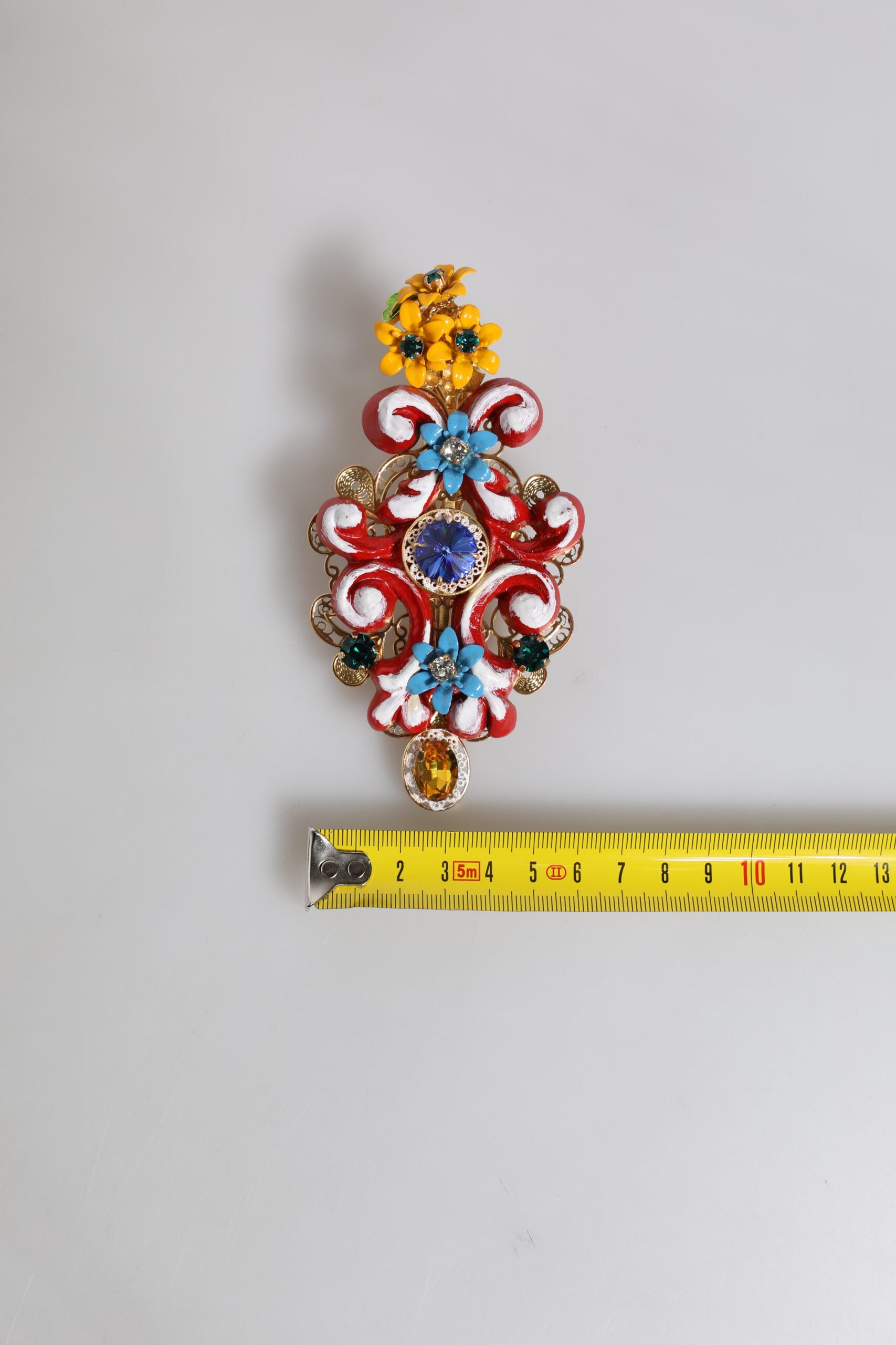 Dolce & Gabbana Multicolor Spring CARRETTO Gold Brass Crystal Hair Clip Dolce & Gabbana