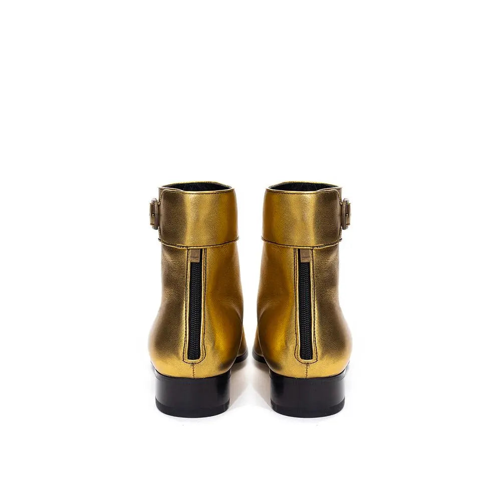 Saint Laurent Gold Leather Ankle Boots Saint Laurent
