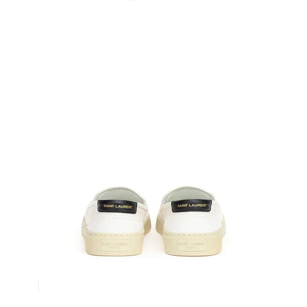 Saint Laurent White Cotton Low Top Sneakers Saint Laurent