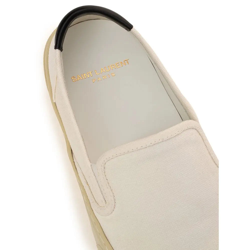 Saint Laurent White Cotton Low Top Sneakers Saint Laurent