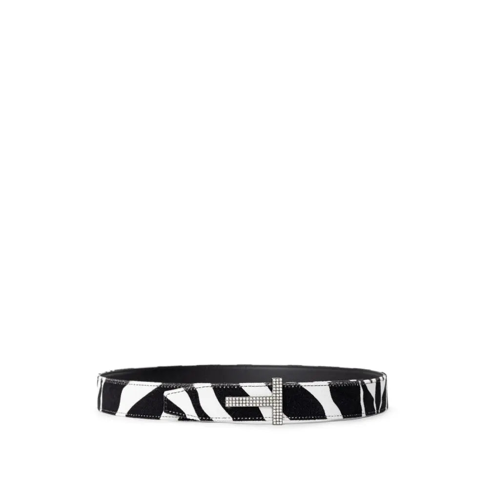 Tom Ford Black And White Leather Regular Belt Tom Ford