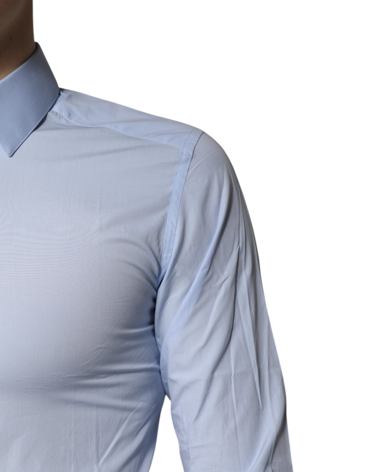 Dolce & Gabbana Light Blue Cotton GOLD Dress Formal Shirt