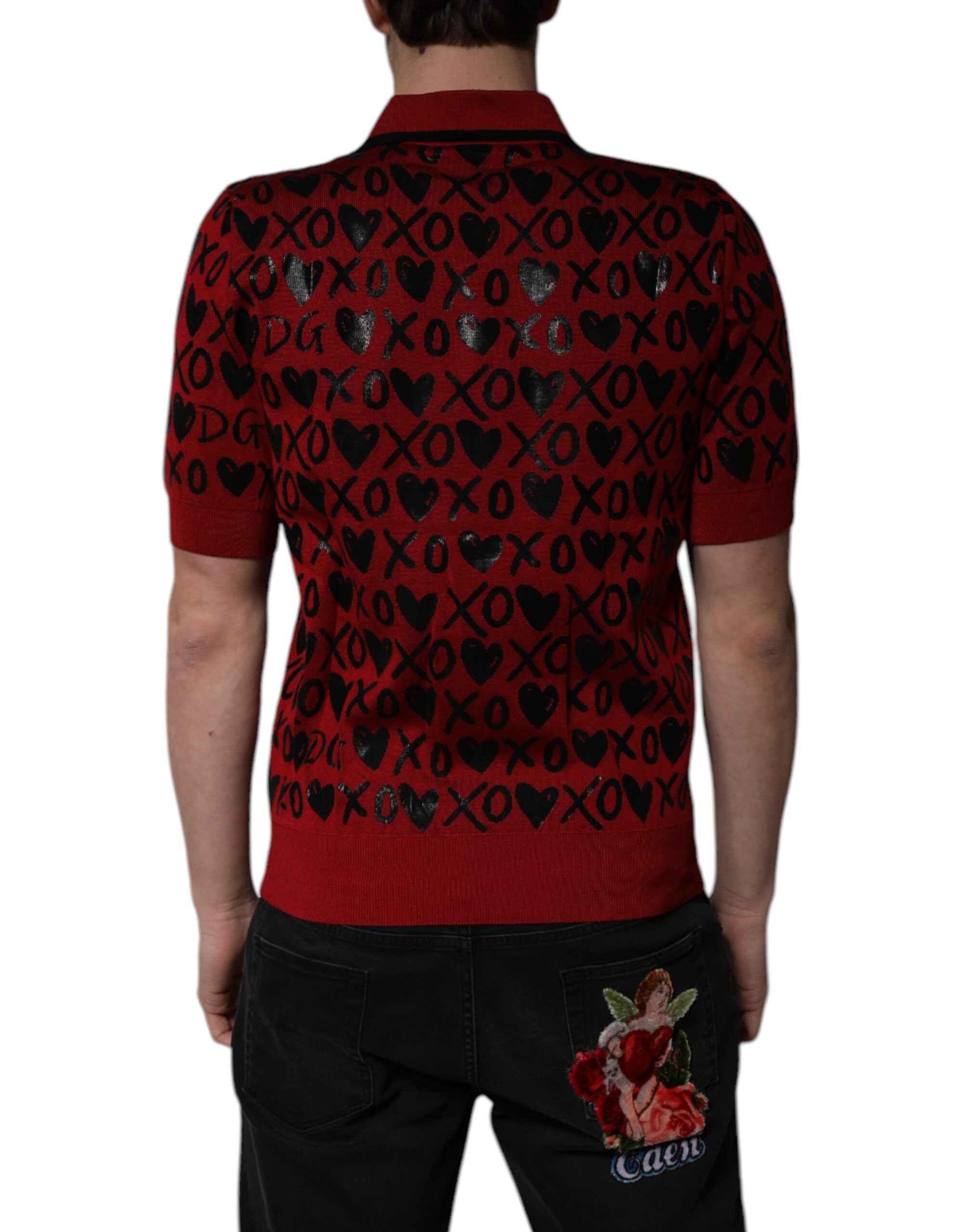 Dolce & Gabbana Red Cotton XOXO Collared Polo T-shirt Dolce & Gabbana