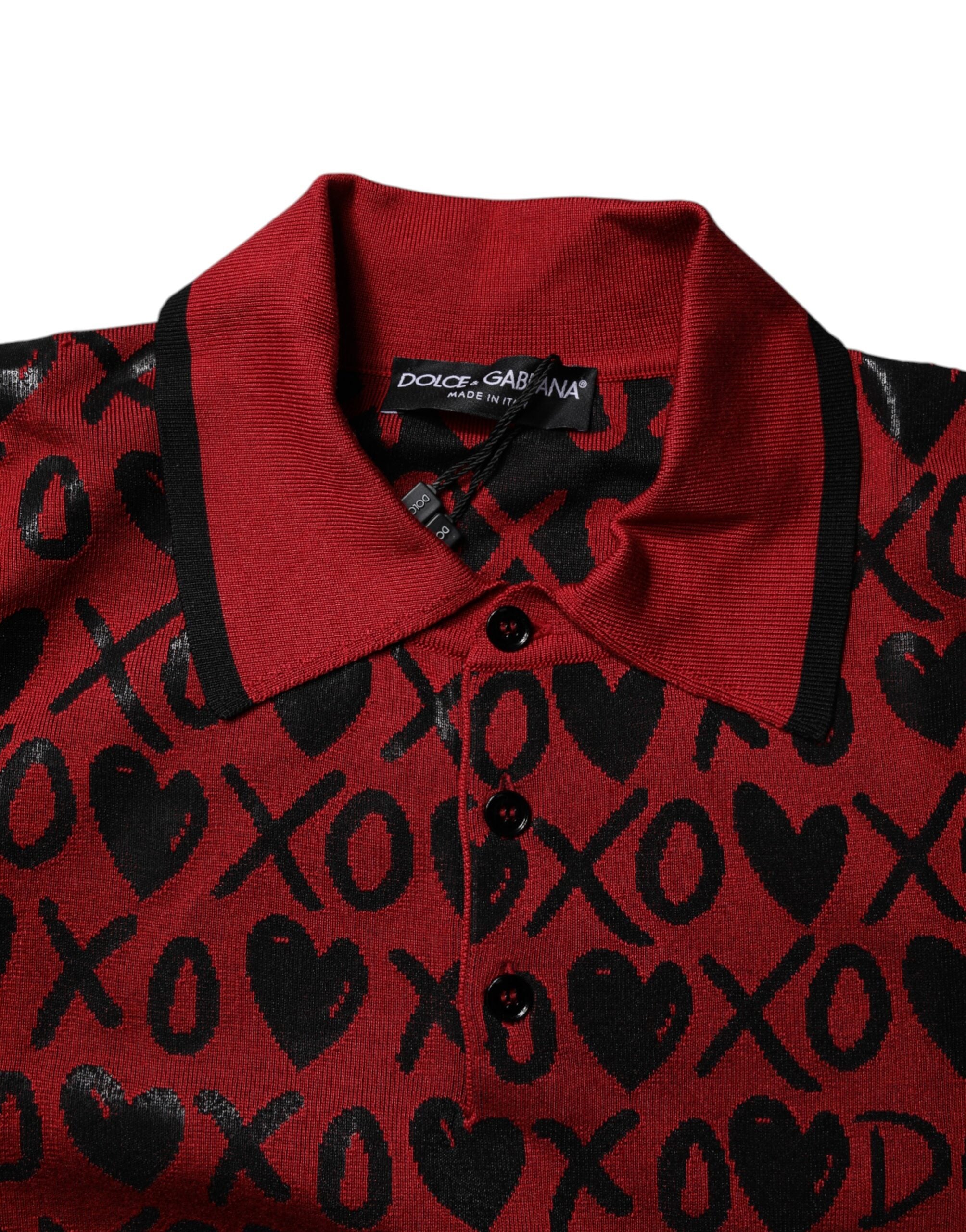 Dolce & Gabbana Red Cotton XOXO Collared Polo T-shirt Dolce & Gabbana