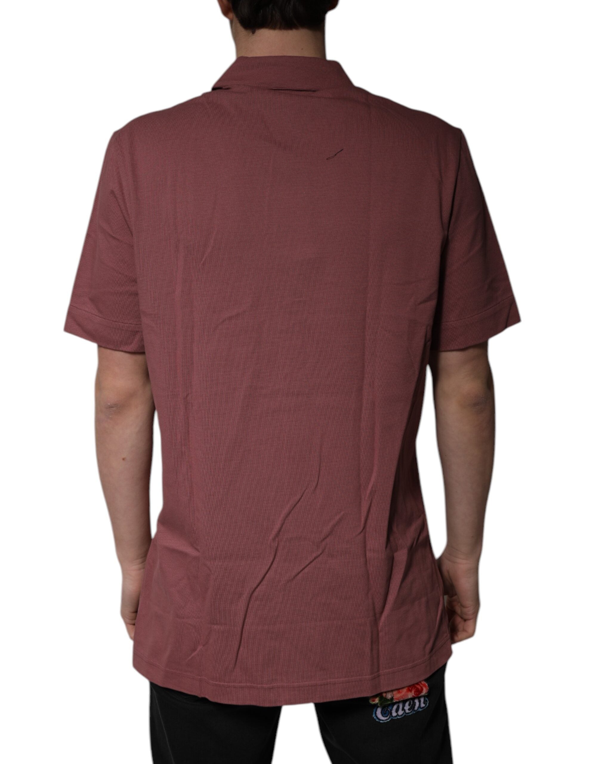 Dolce & Gabbana Dark Pink Button Down Casual Polo Men Shirt Dolce & Gabbana