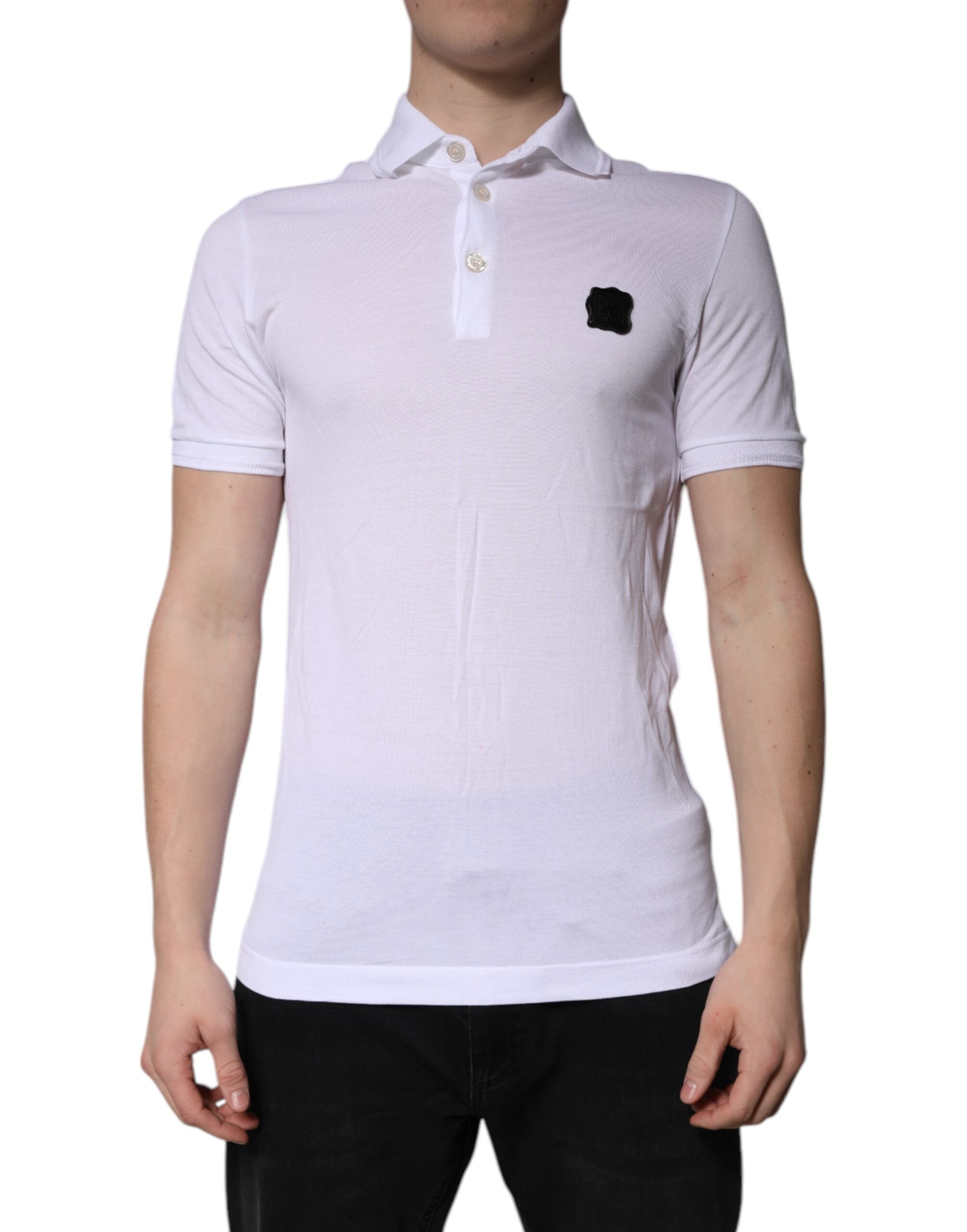 Dolce & Gabbana White Cotton Logo Collared Polo T-shirt Dolce & Gabbana