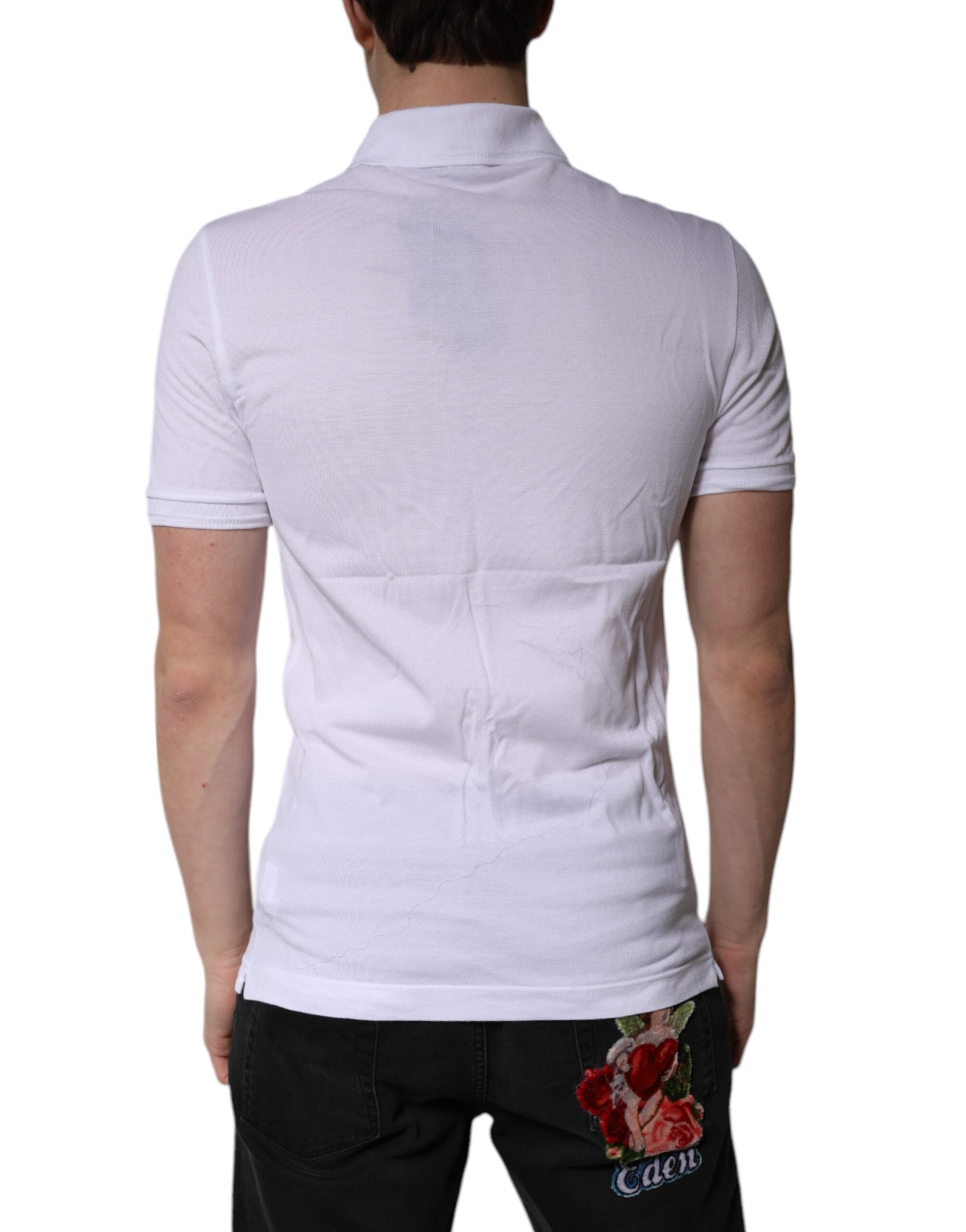 Dolce & Gabbana White Cotton Logo Collared Polo T-shirt Dolce & Gabbana