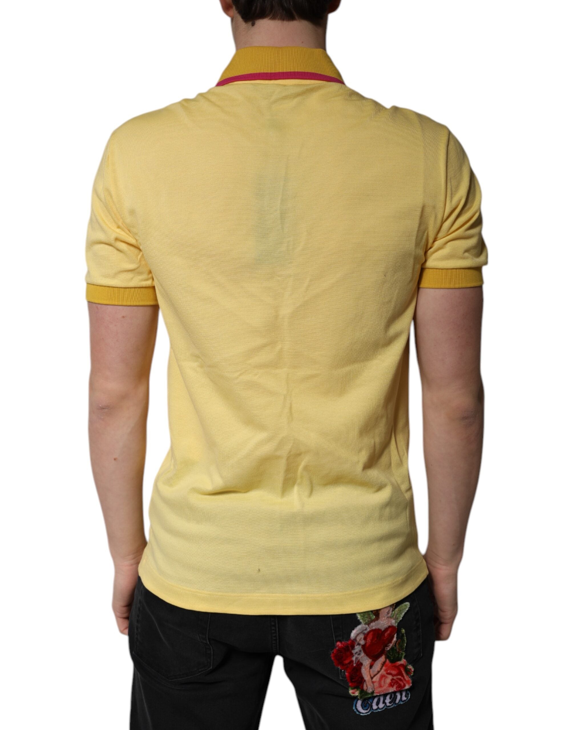 Dolce & Gabbana Yellow Cotton Logo Collared Polo T-shirt Dolce & Gabbana