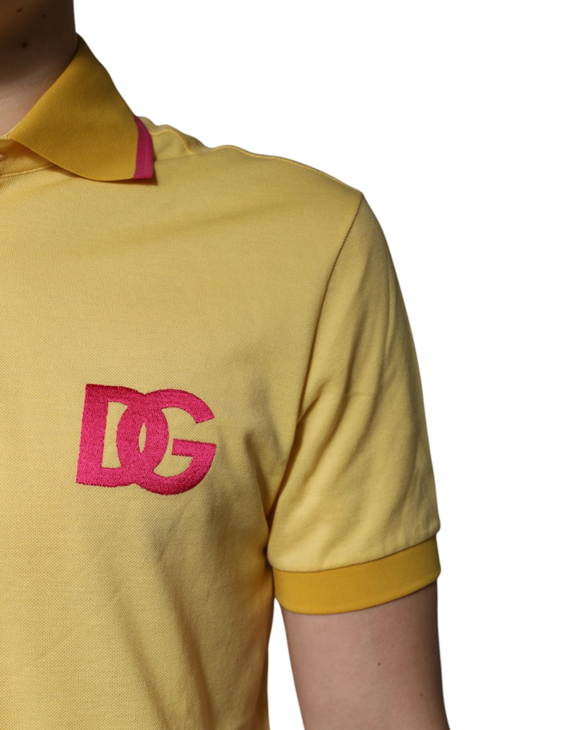 Dolce & Gabbana Yellow Cotton Logo Collared Polo T-shirt Dolce & Gabbana