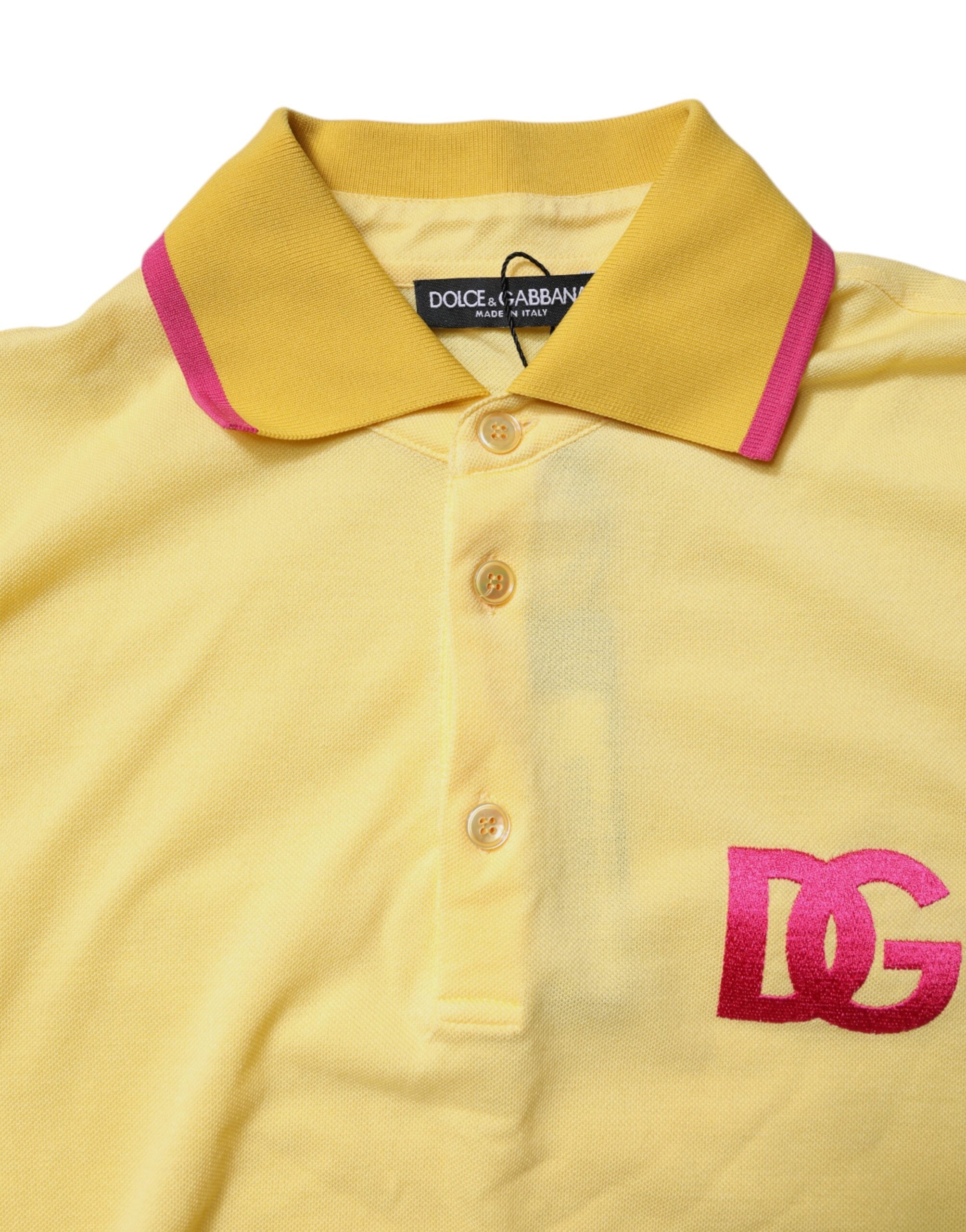 Dolce & Gabbana Yellow Cotton Logo Collared Polo T-shirt Dolce & Gabbana