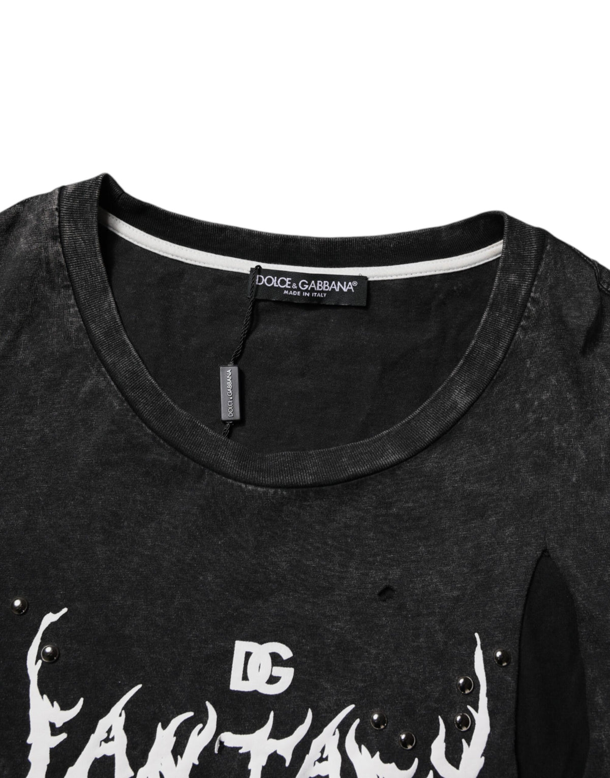 Dolce & Gabbana Black Graphic Print Cotton Crew Neck T-shirt
