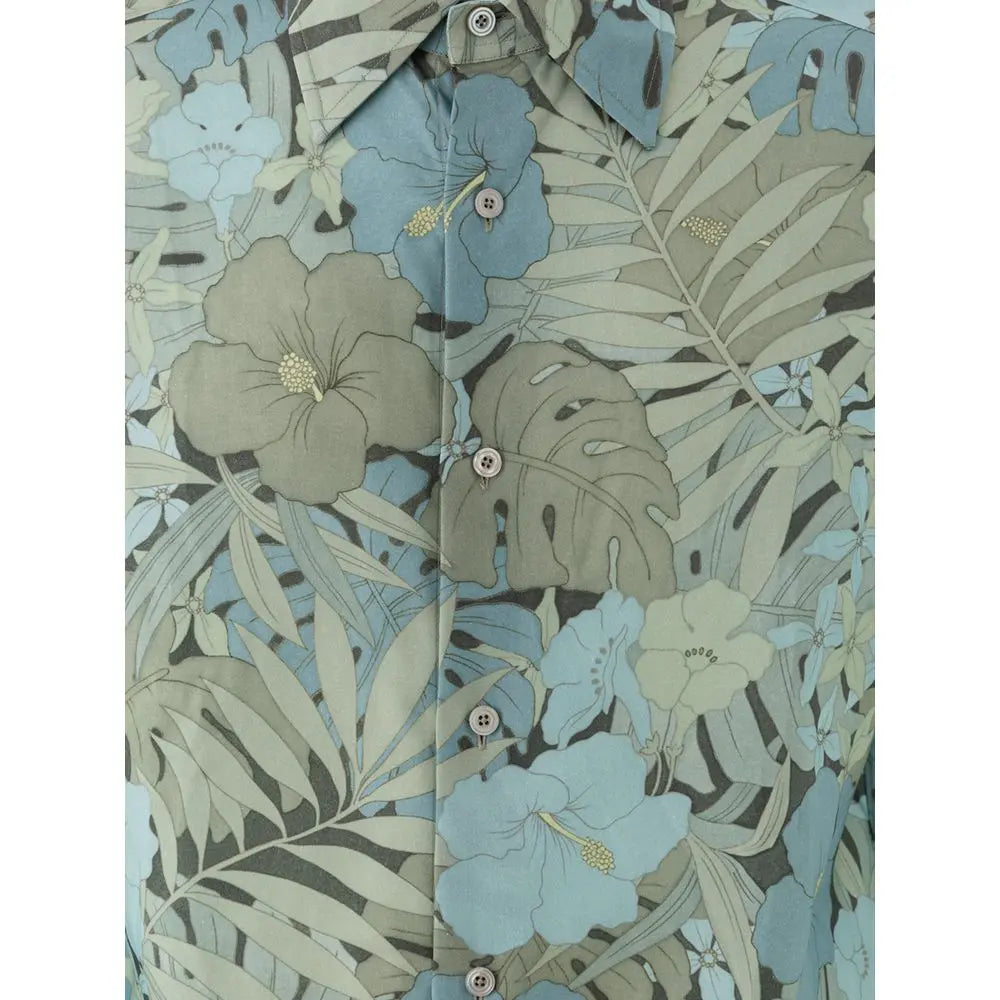 Tom Ford Blue Lyocell Pattern Shirt Tom Ford