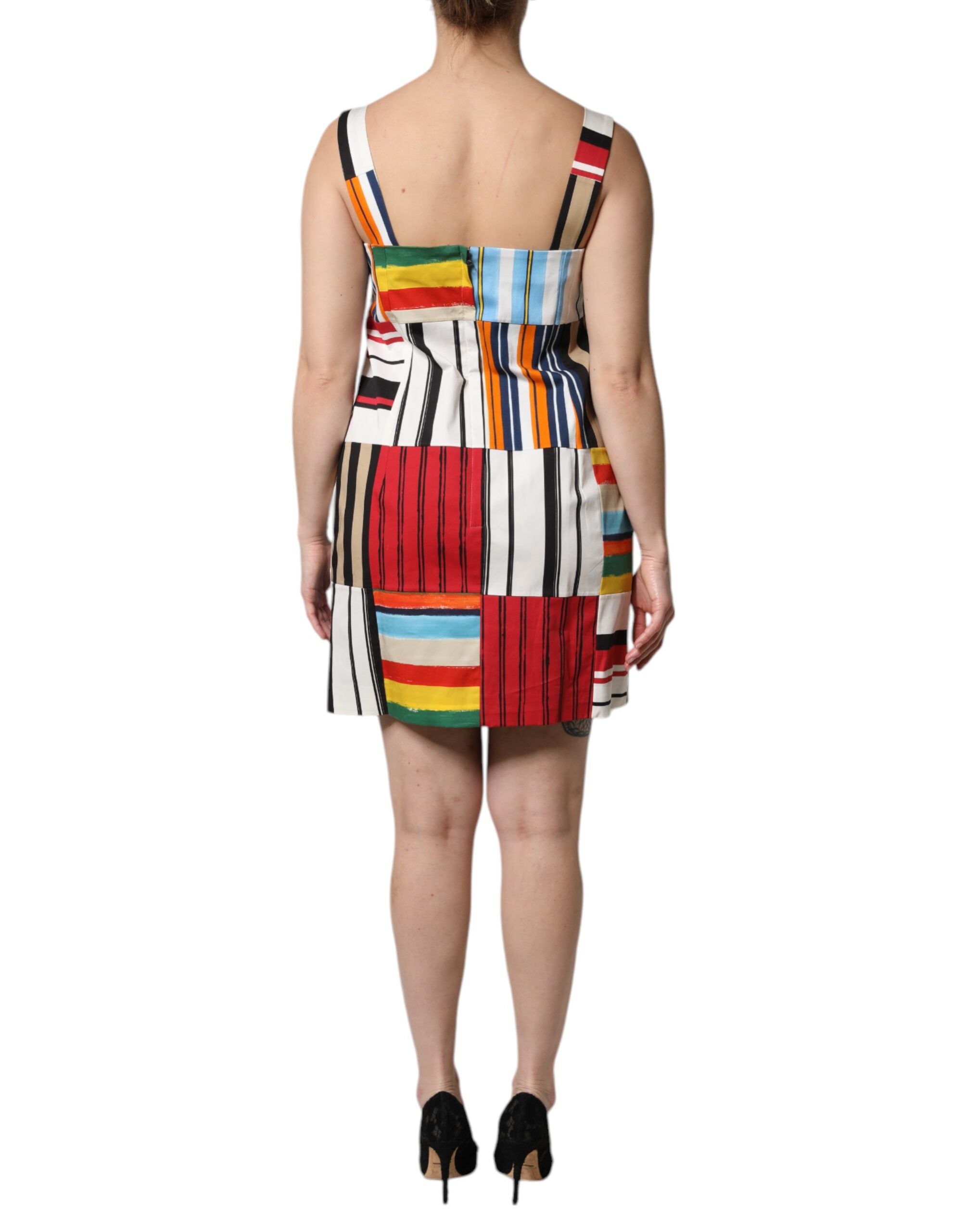 Dolce & Gabbana Multicolor Cotton Stripe Sleeveless Dress Dolce & Gabbana