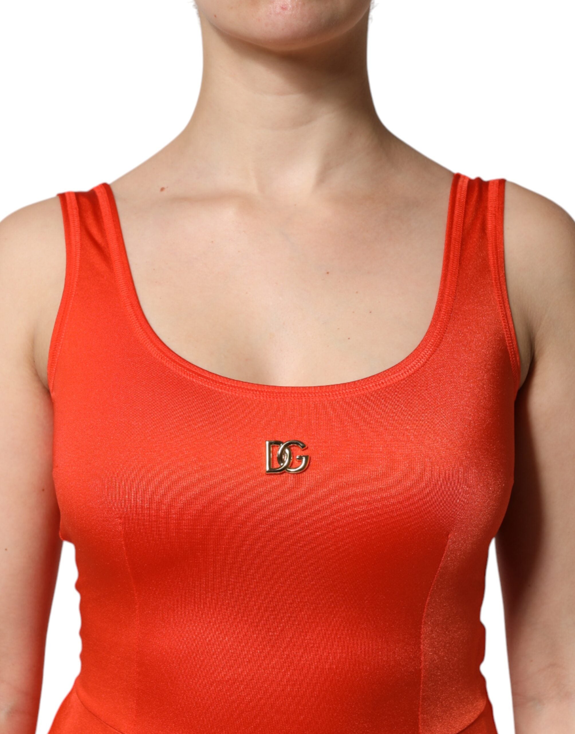 Dolce & Gabbana Orange Sleeveless Bodycon Jumpsuit Dress Dolce & Gabbana