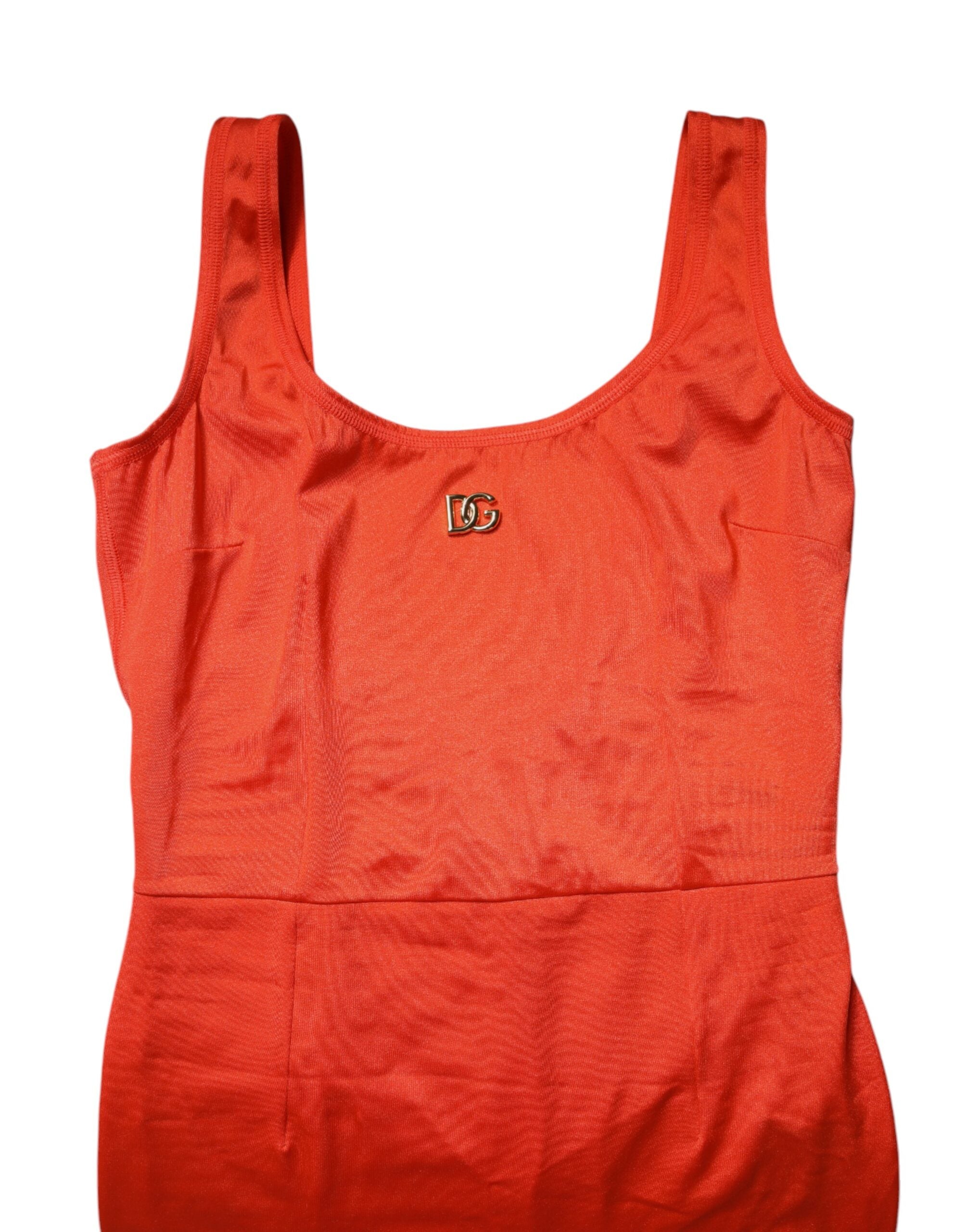 Dolce & Gabbana Orange Sleeveless Bodycon Jumpsuit Dress Dolce & Gabbana