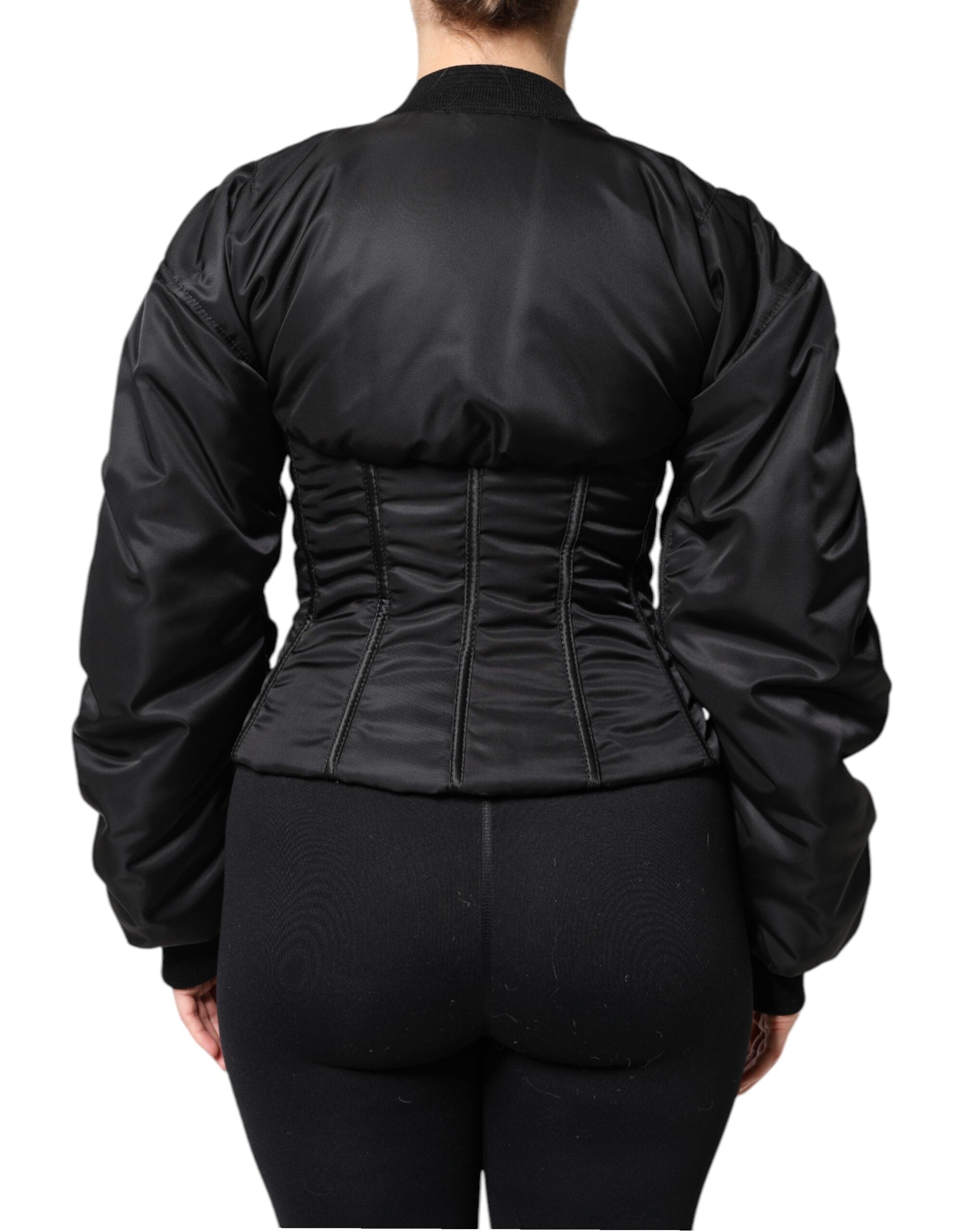 Dolce & Gabbana Black Nylon Full Zip Bustier Corset Jacket Dolce & Gabbana