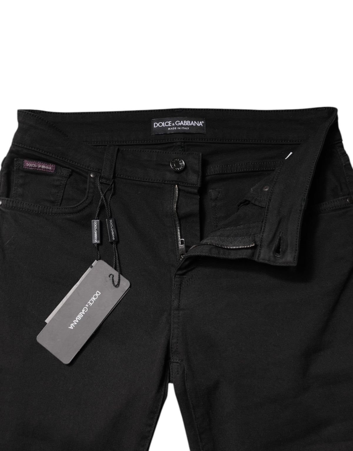 Dolce & Gabbana Black Cotton Mid Waisted Skinny Denim Jeans