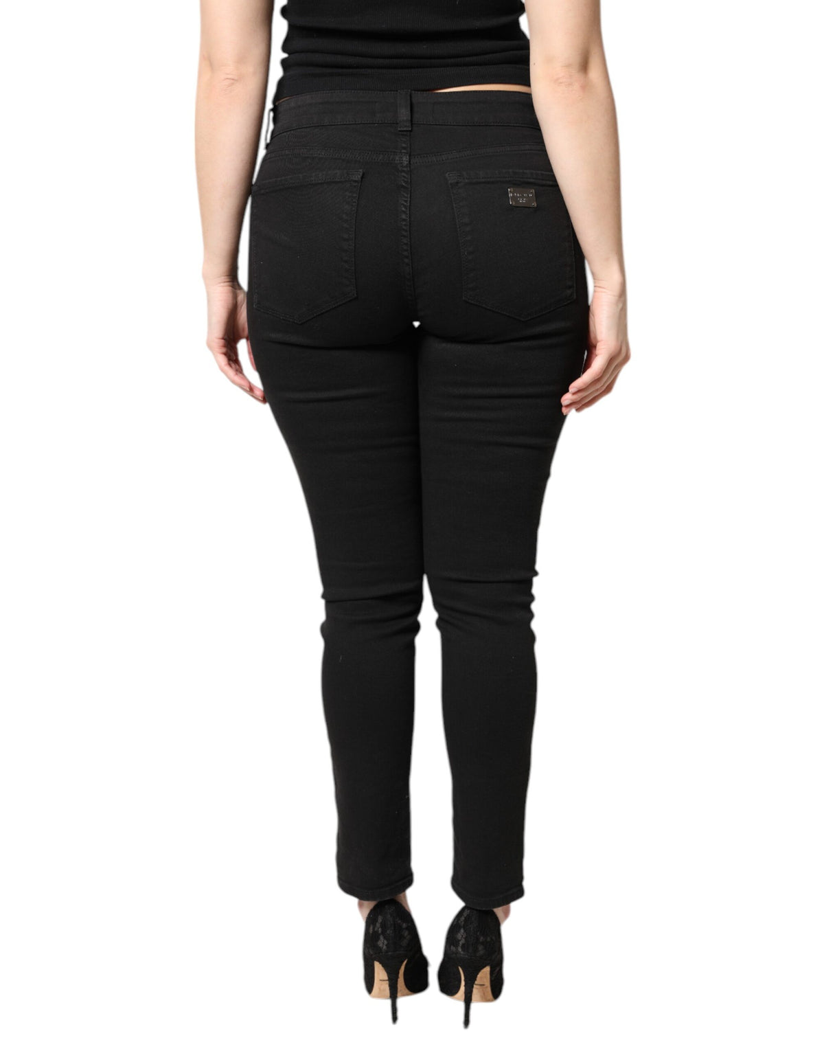 Dolce & Gabbana Black Cotton Mid Waisted Skinny Denim Jeans
