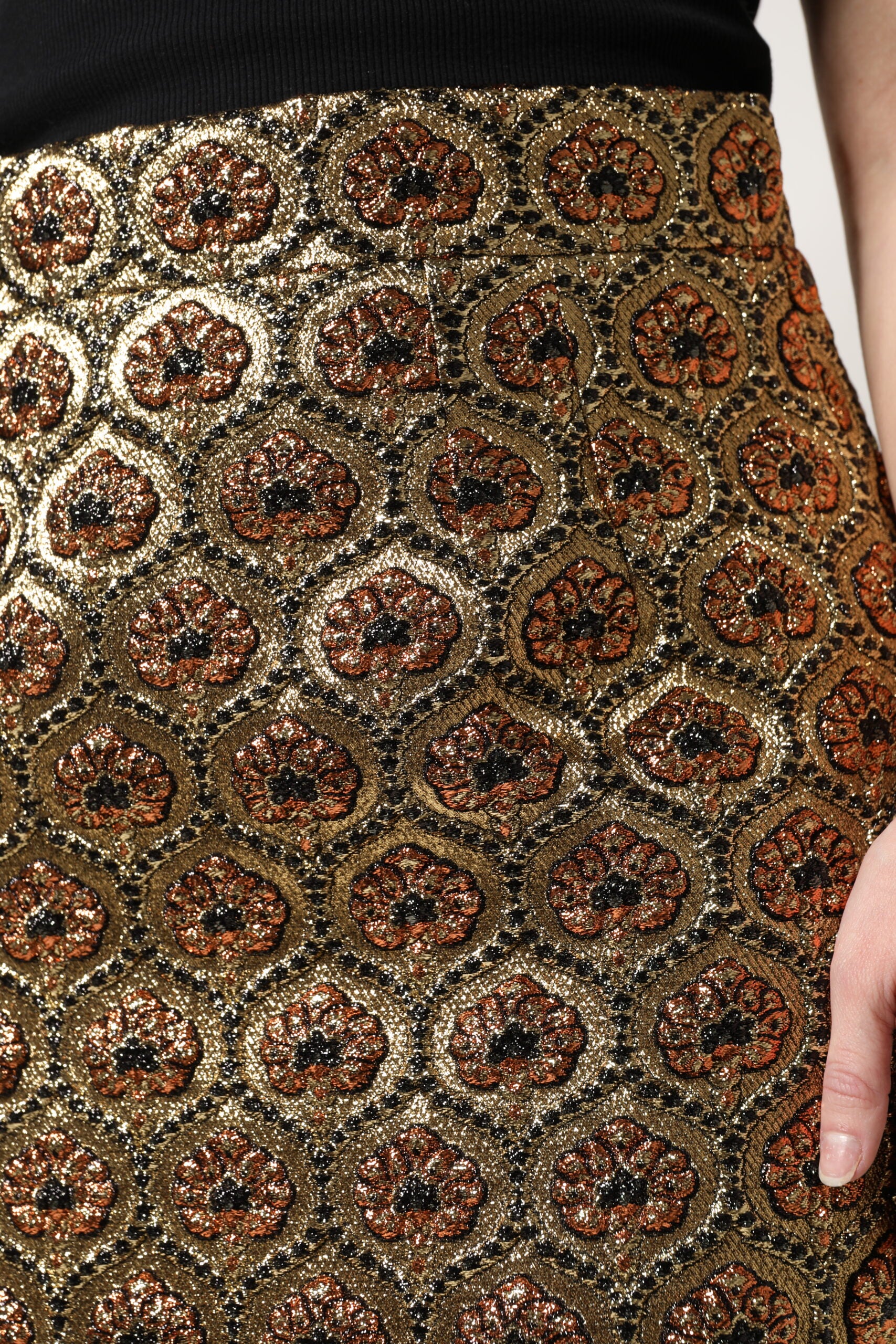 Dolce & Gabbana Brown Polyester Brocade A-line Mini Skirt Dolce & Gabbana