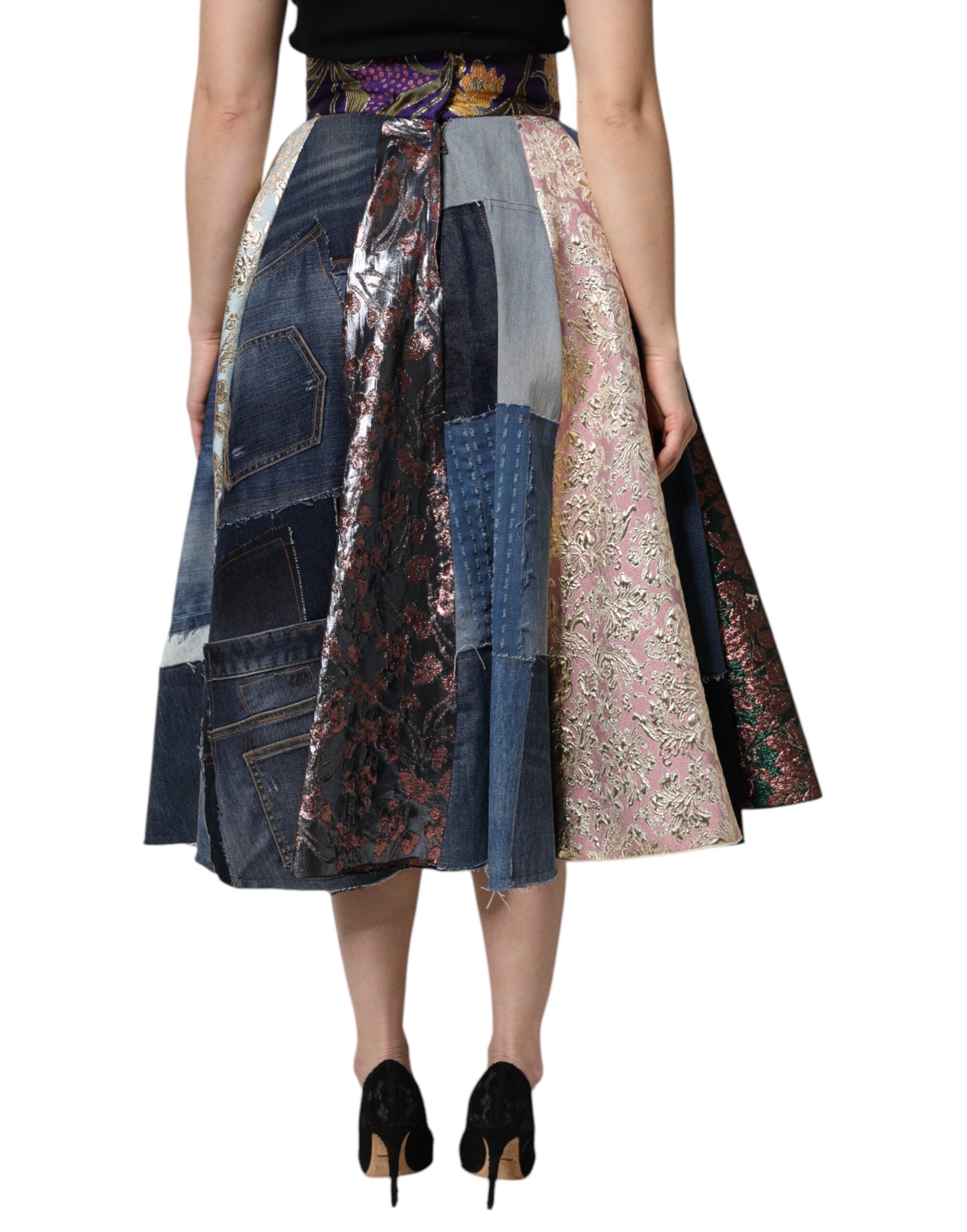 Dolce & Gabbana Multicolor Patchwork High Waisted Midi Skirt Dolce & Gabbana