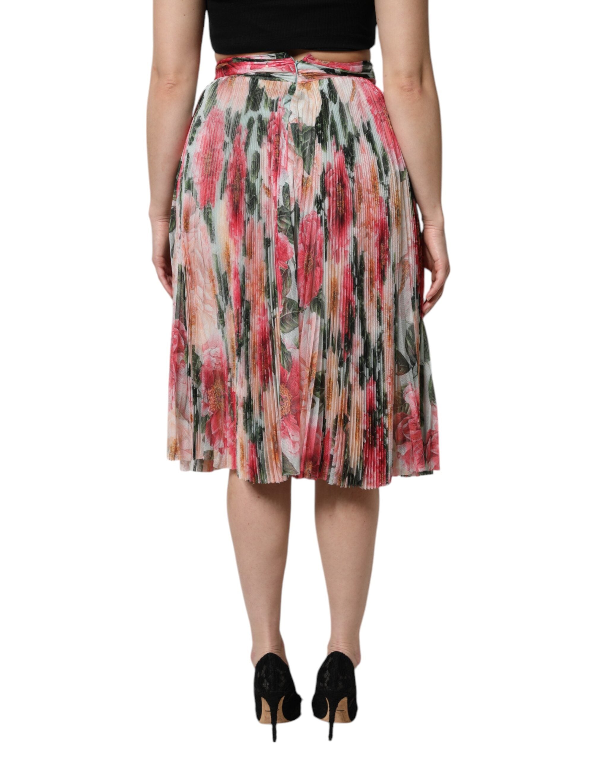 Dolce & Gabbana Multicolor Silk Floral High Waist Midi Skirt Dolce & Gabbana