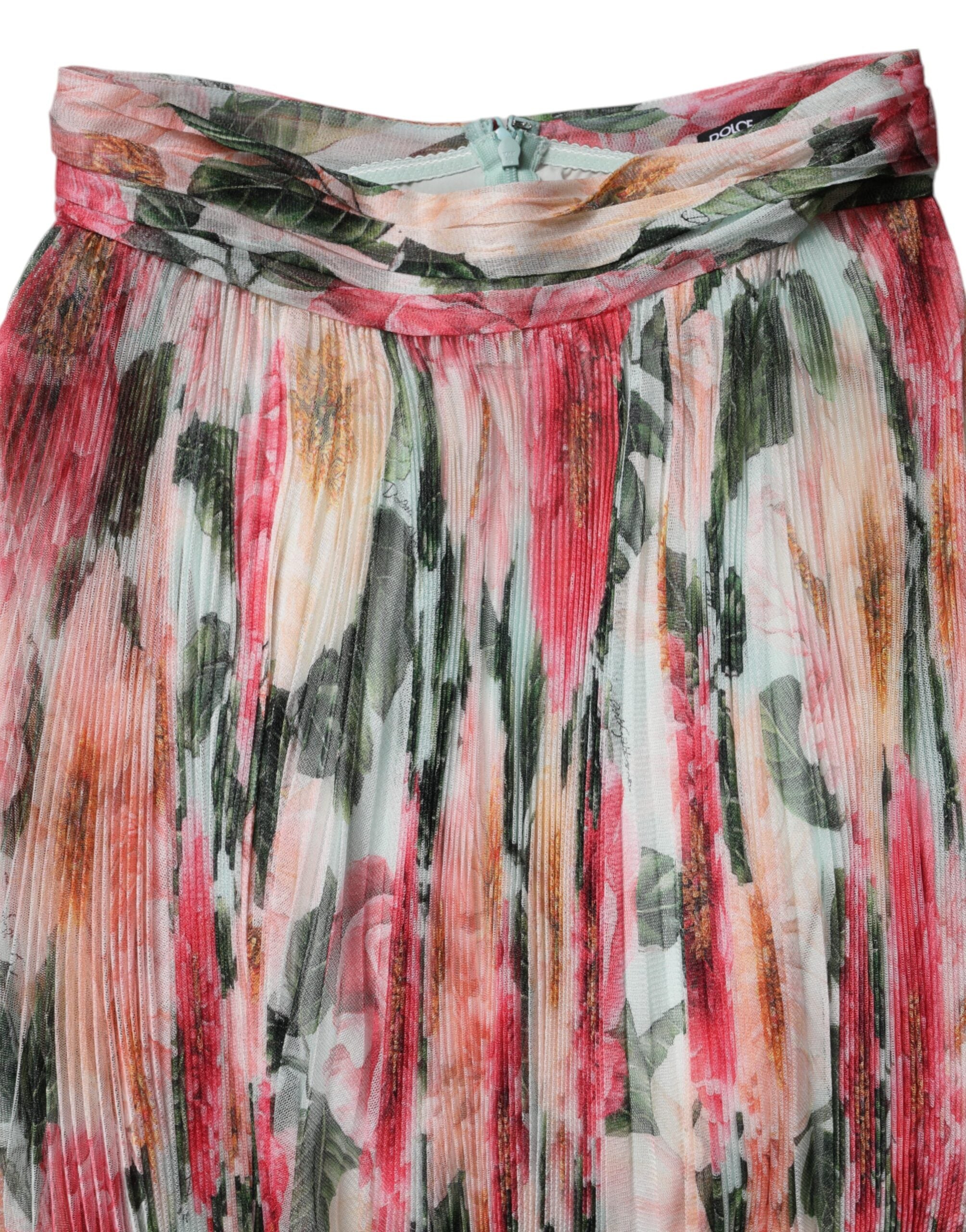 Dolce & Gabbana Multicolor Silk Floral High Waist Midi Skirt Dolce & Gabbana