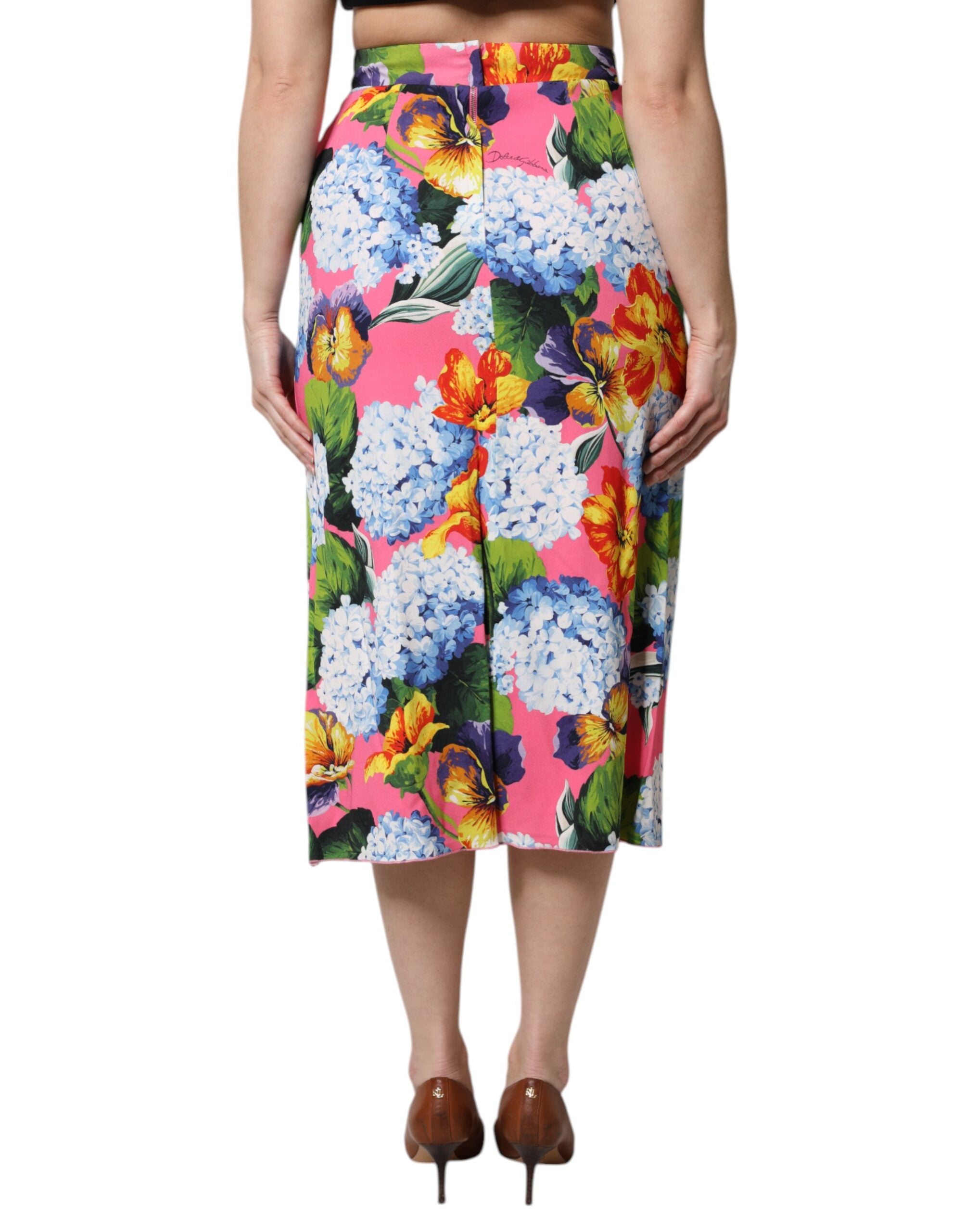 Dolce & Gabbana Multicolor Floral Print High Waist Midi Skirt Dolce & Gabbana