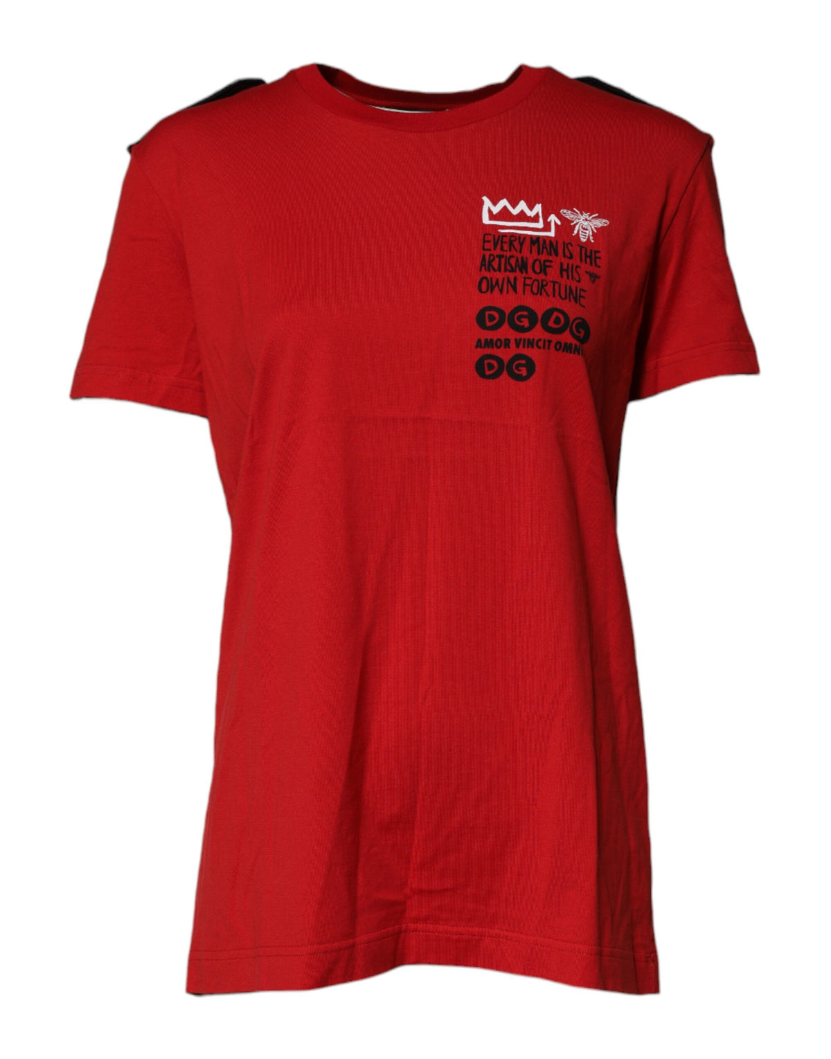 Dolce & Gabbana Red Cotton Graphic Print Crew Neck T-shirt