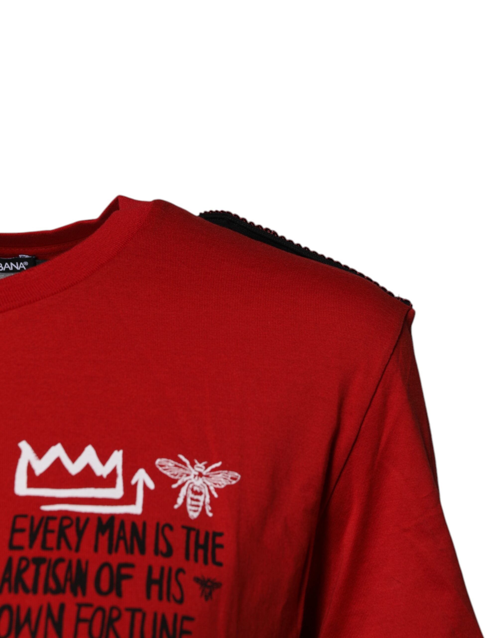 Dolce & Gabbana Red Cotton Graphic Print Crew Neck T-shirt Dolce & Gabbana