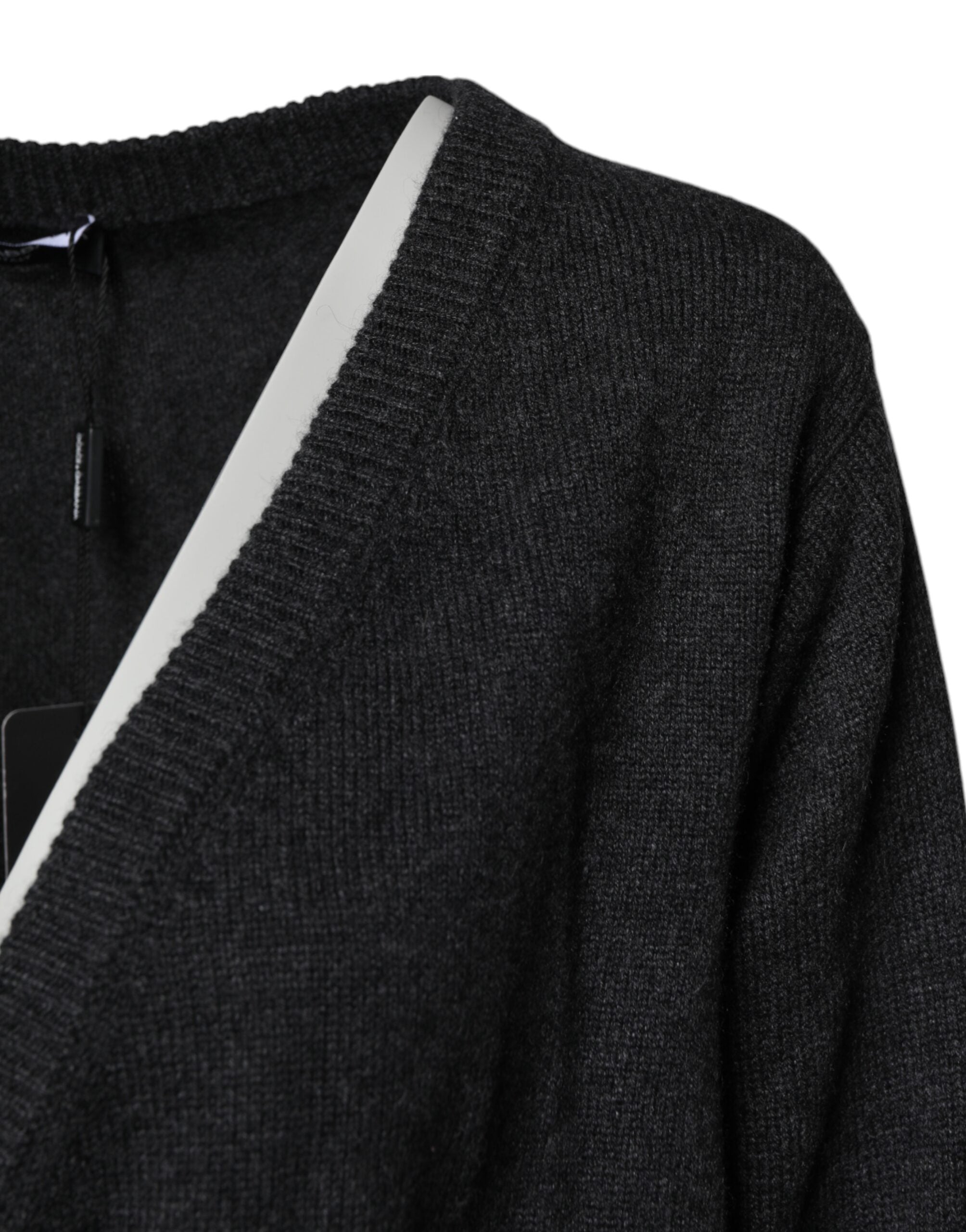 Dolce & Gabbana Grey Cashmere Deep V-neck Pullover Sweater Dolce & Gabbana