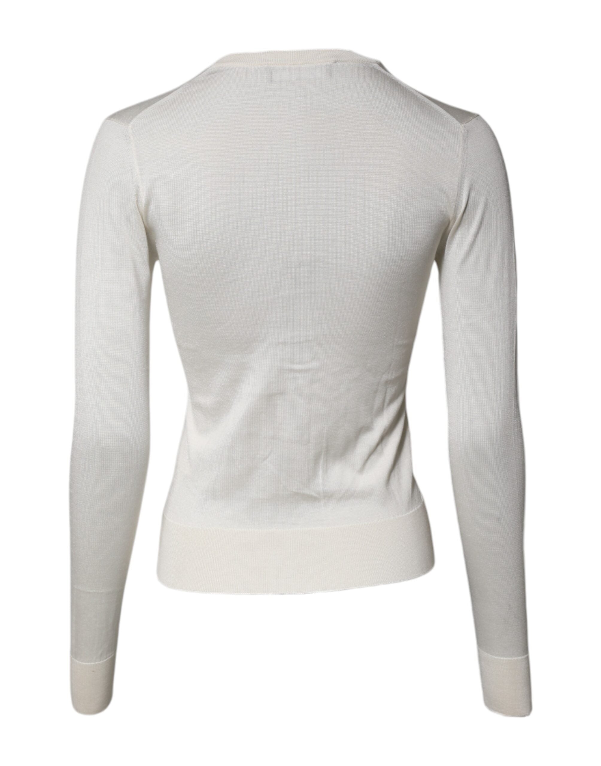Dolce & Gabbana Cream Floral Silk Embellished Cardigan Sweater Dolce & Gabbana