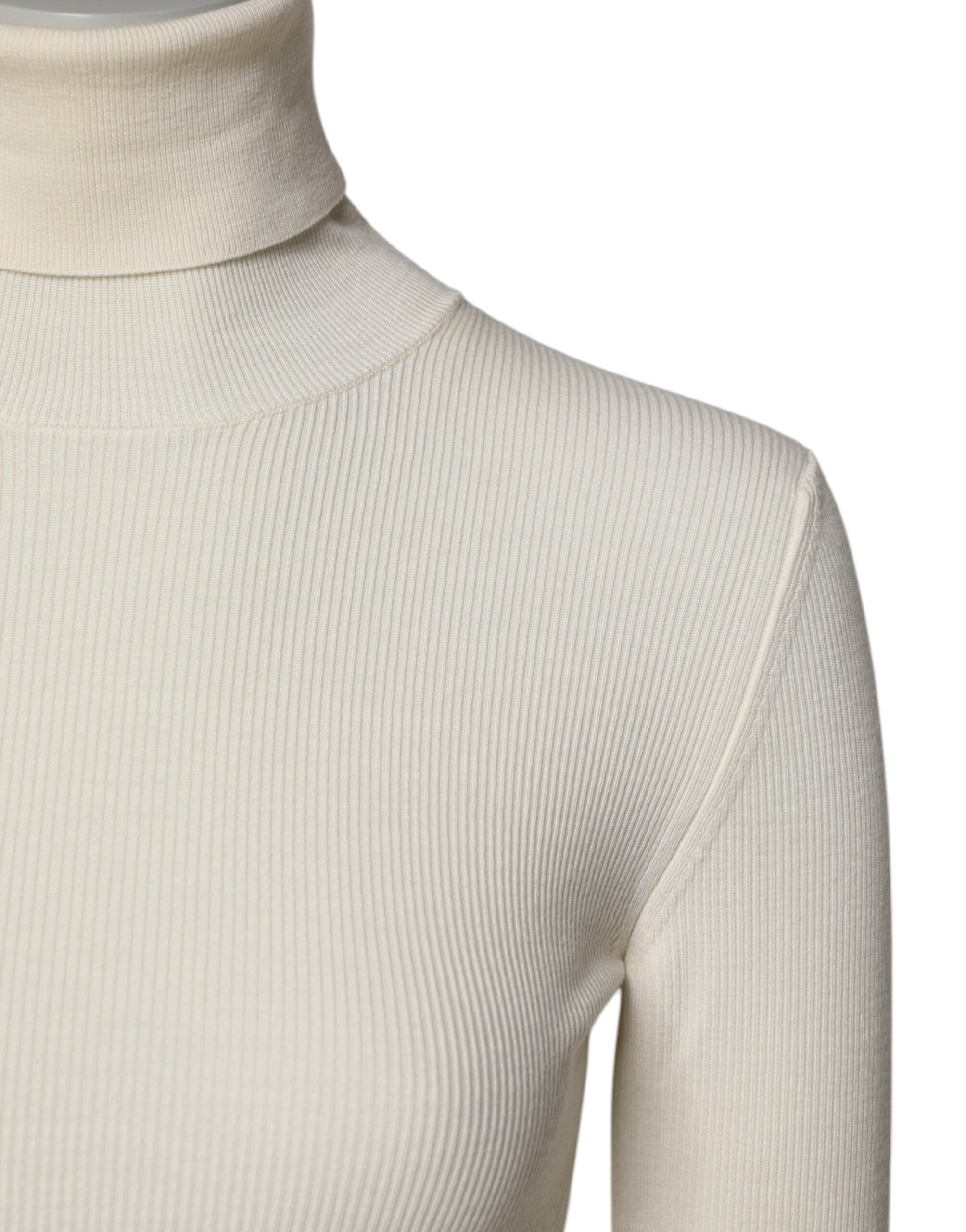 Dolce & Gabbana Cream Long Sleeves Turtleneck Slim Sweater Dolce & Gabbana