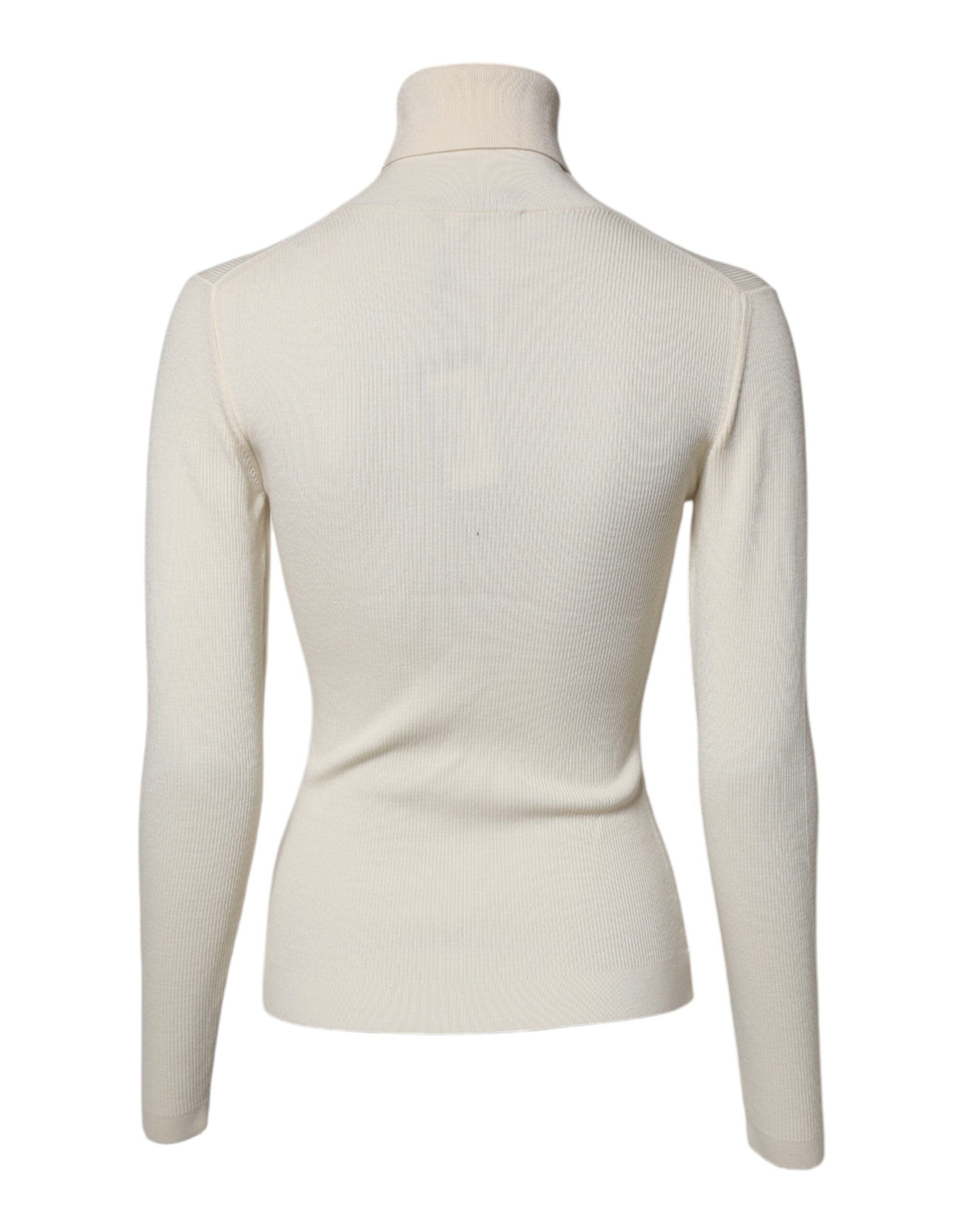 Dolce & Gabbana Cream Long Sleeves Turtleneck Slim Sweater Dolce & Gabbana