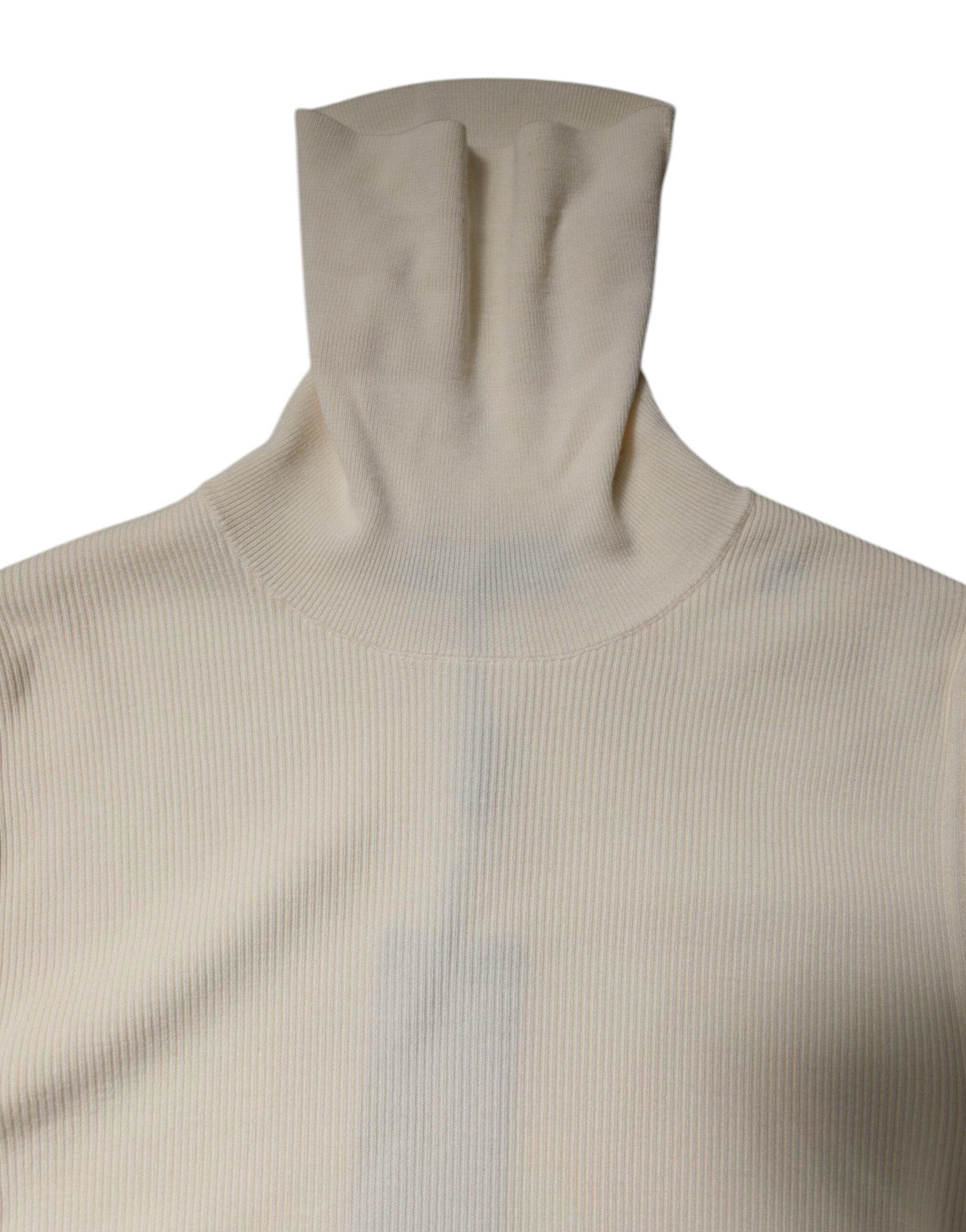 Dolce & Gabbana Cream Long Sleeves Turtleneck Slim Sweater Dolce & Gabbana
