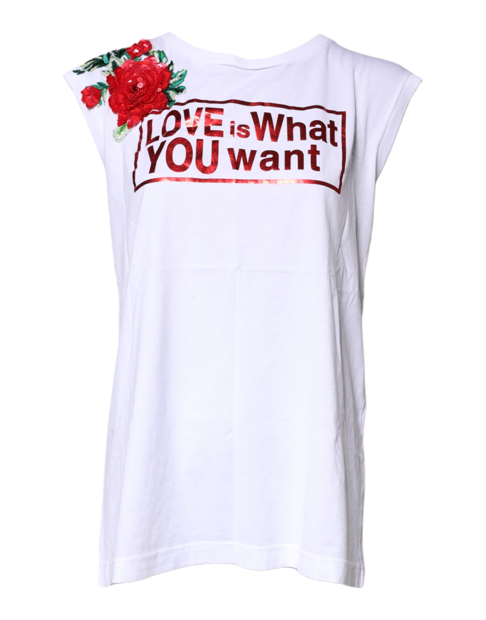 Dolce & Gabbana White Floral Graphic Print Sleeveless Tank Top Dolce & Gabbana