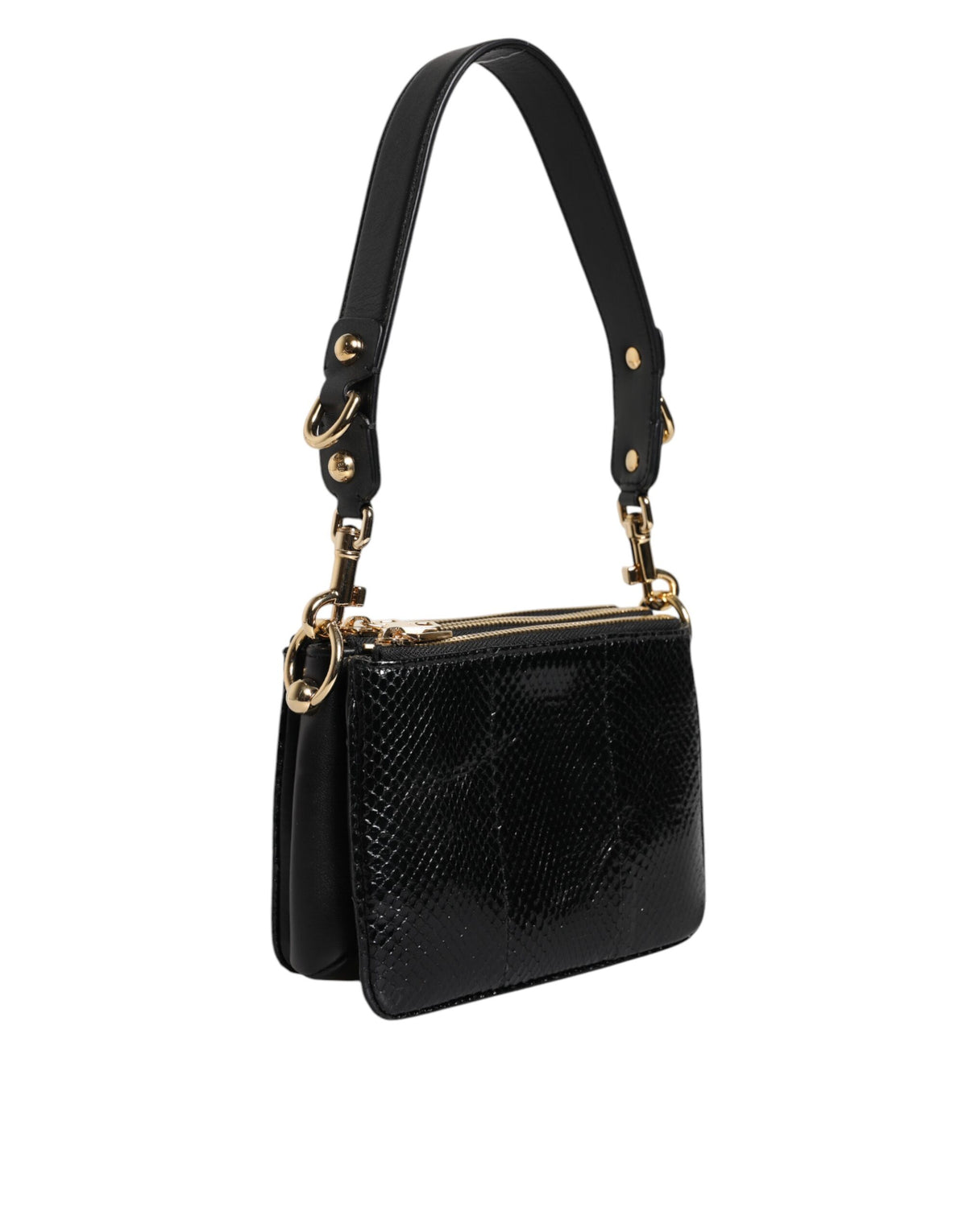 Dolce & Gabbana Black Exotic Leather Shoulder Sling Clutch Bag