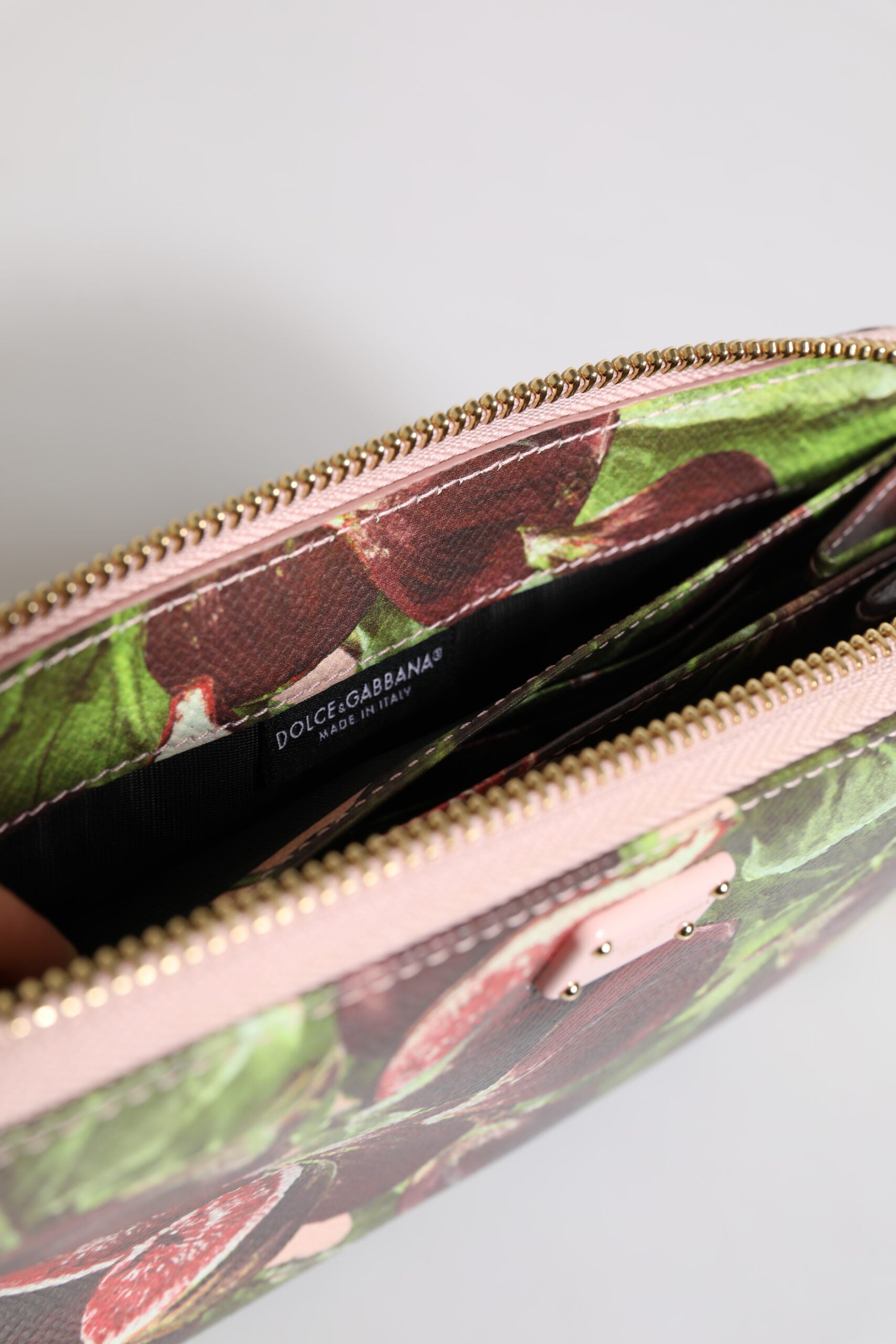 Dolce & Gabbana Multicolor Fig Fruit Dauphine Leather Zip Around Continental Wallet Dolce & Gabbana