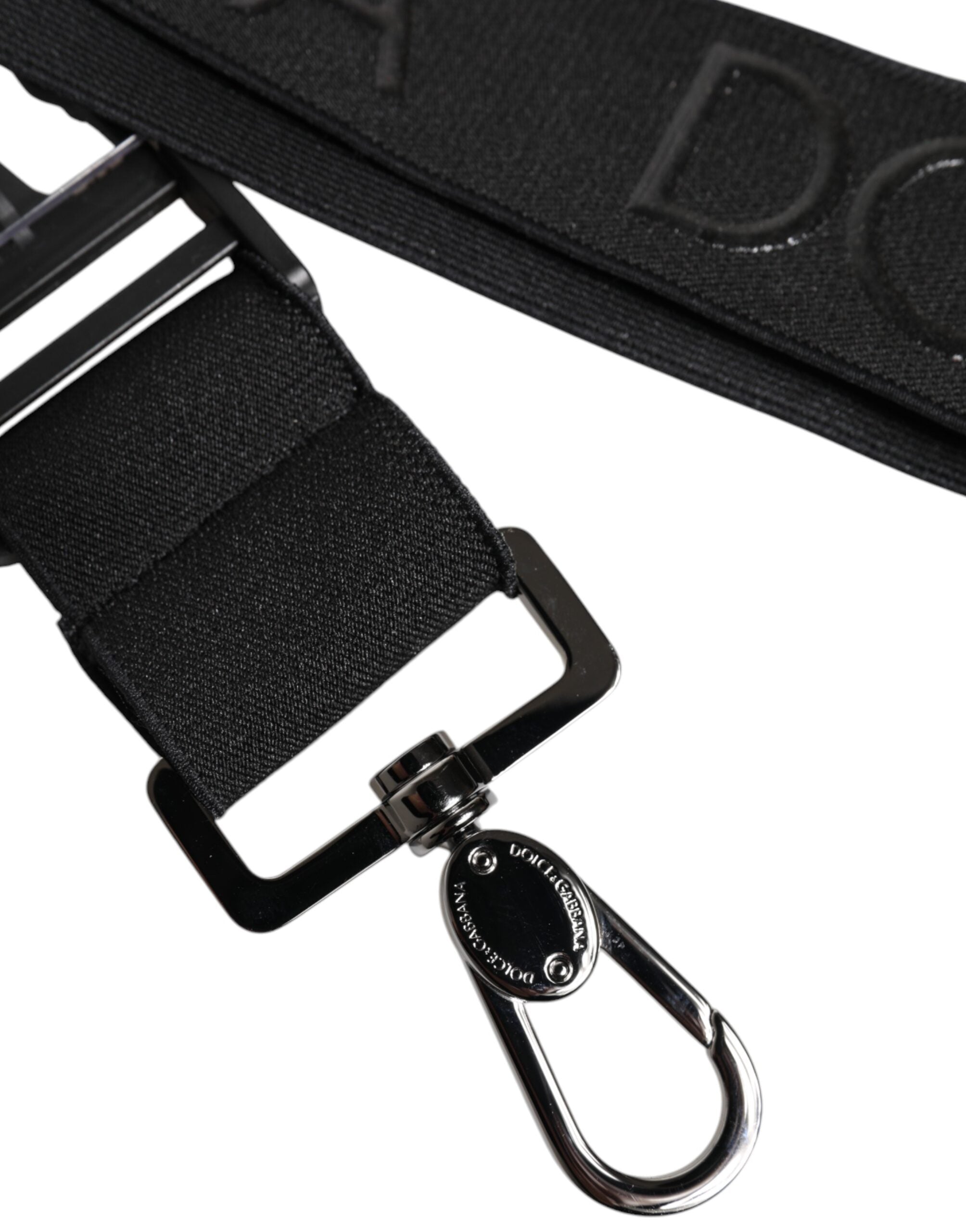 Dolce & Gabbana Black Stretch Polyester Rubberised DG Logo Keychain Dolce & Gabbana
