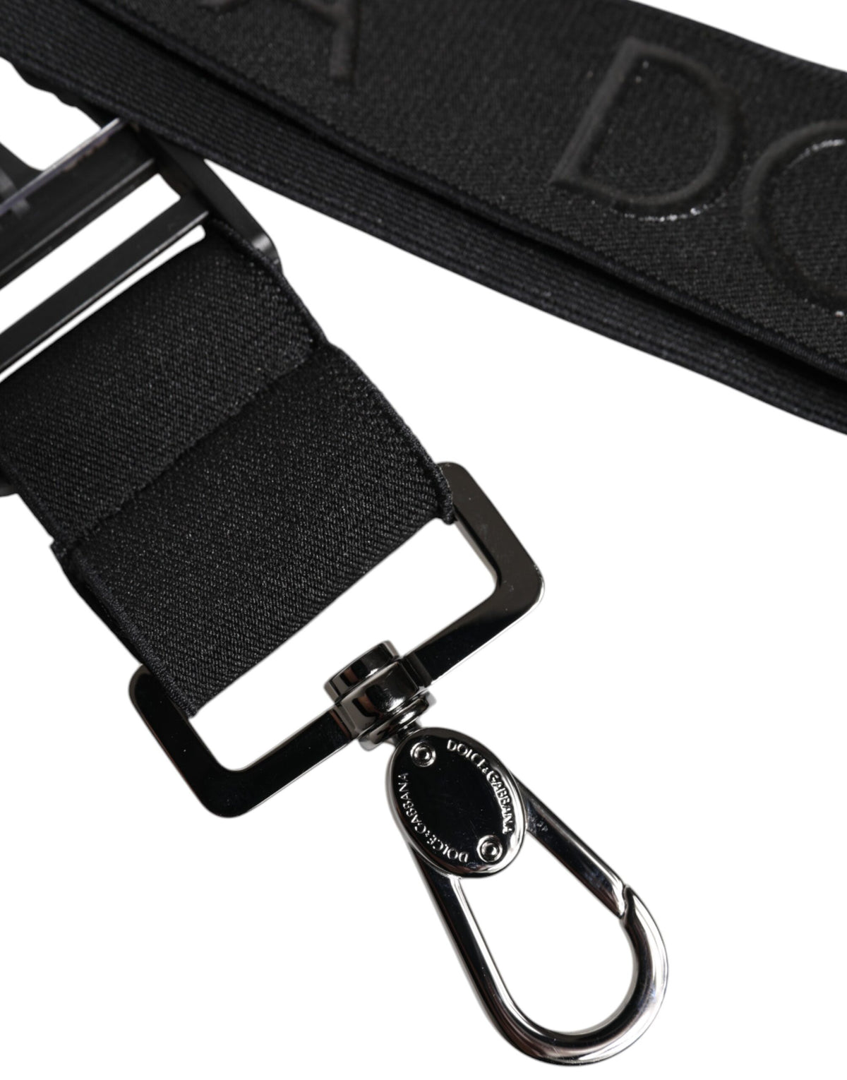 Dolce & Gabbana Black Stretch Polyester Rubberised DG Logo Keychain