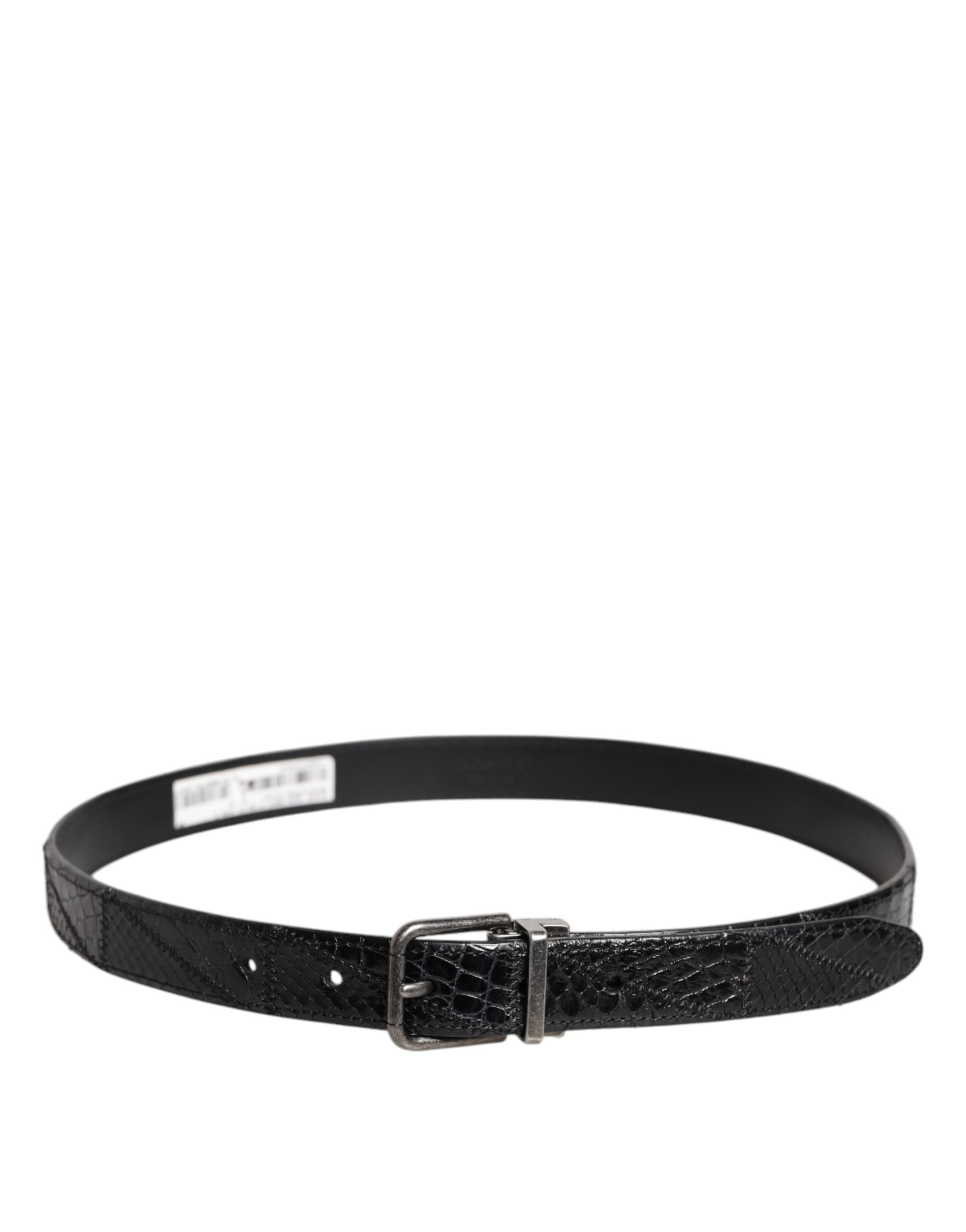 Dolce & Gabbana Black Exotic Leather Metal Logo Buckle Belt Dolce & Gabbana