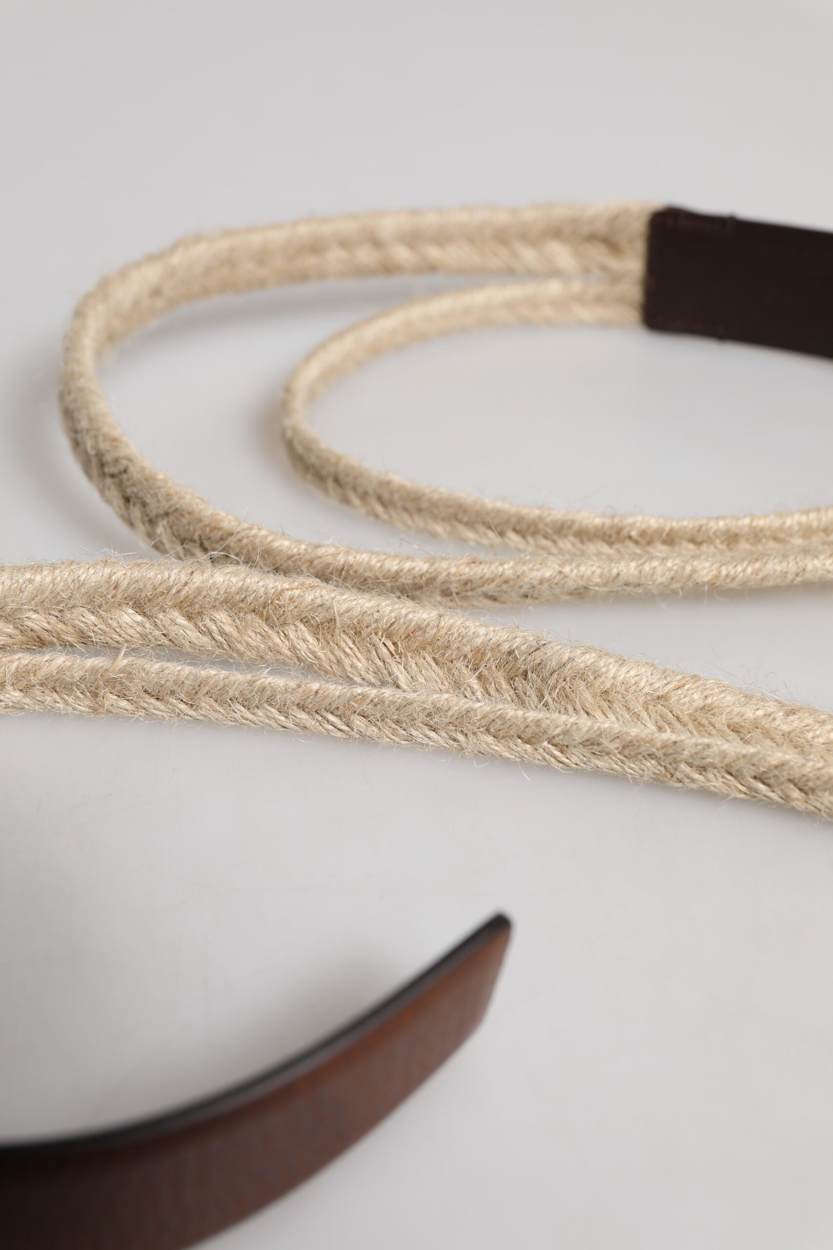 Dolce & Gabbana Brown Jute Leather Woven Metal Buckle Belt Dolce & Gabbana