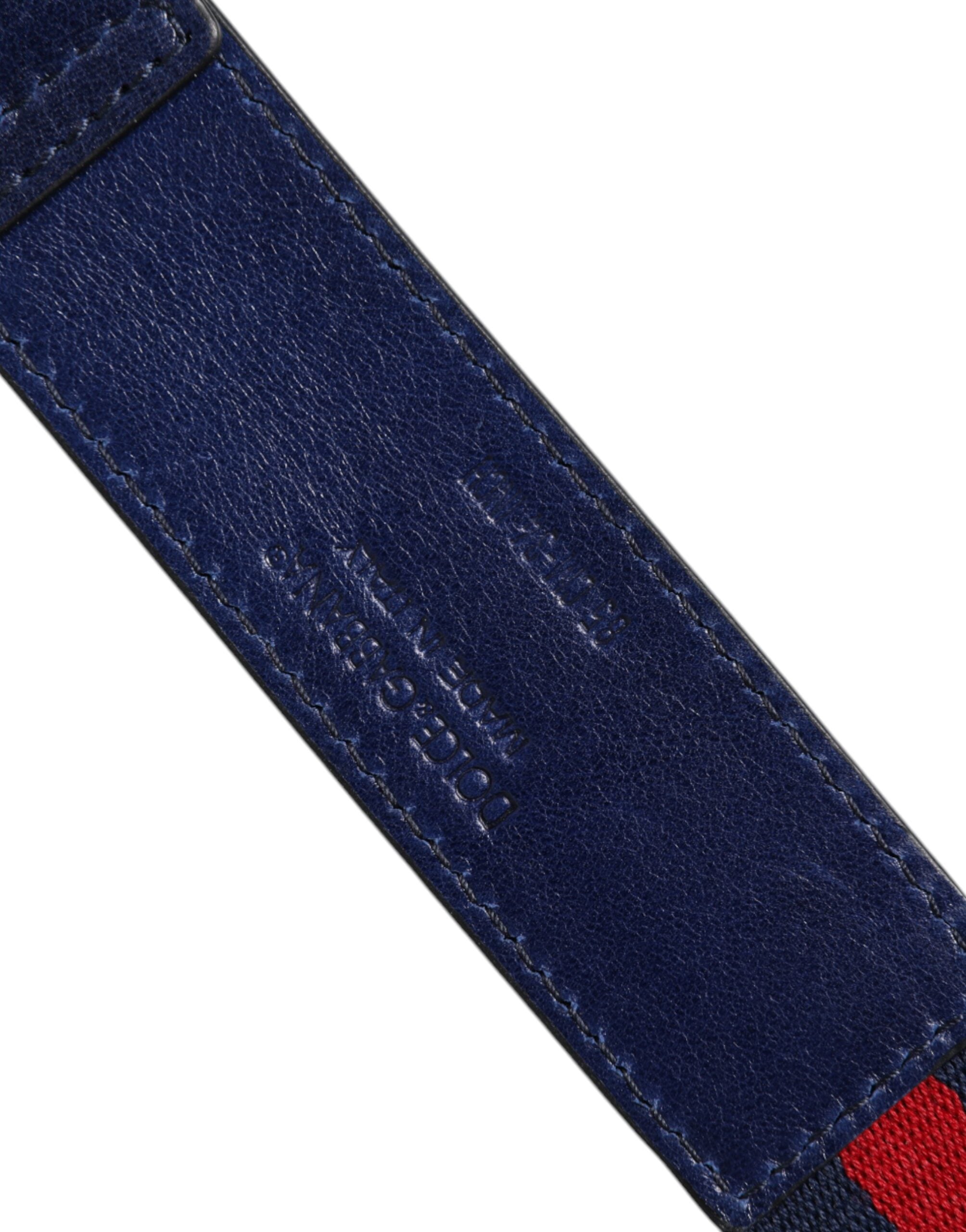 Dolce & Gabbana Blue Cotton Leather Printed Metal Buckle Belt Dolce & Gabbana