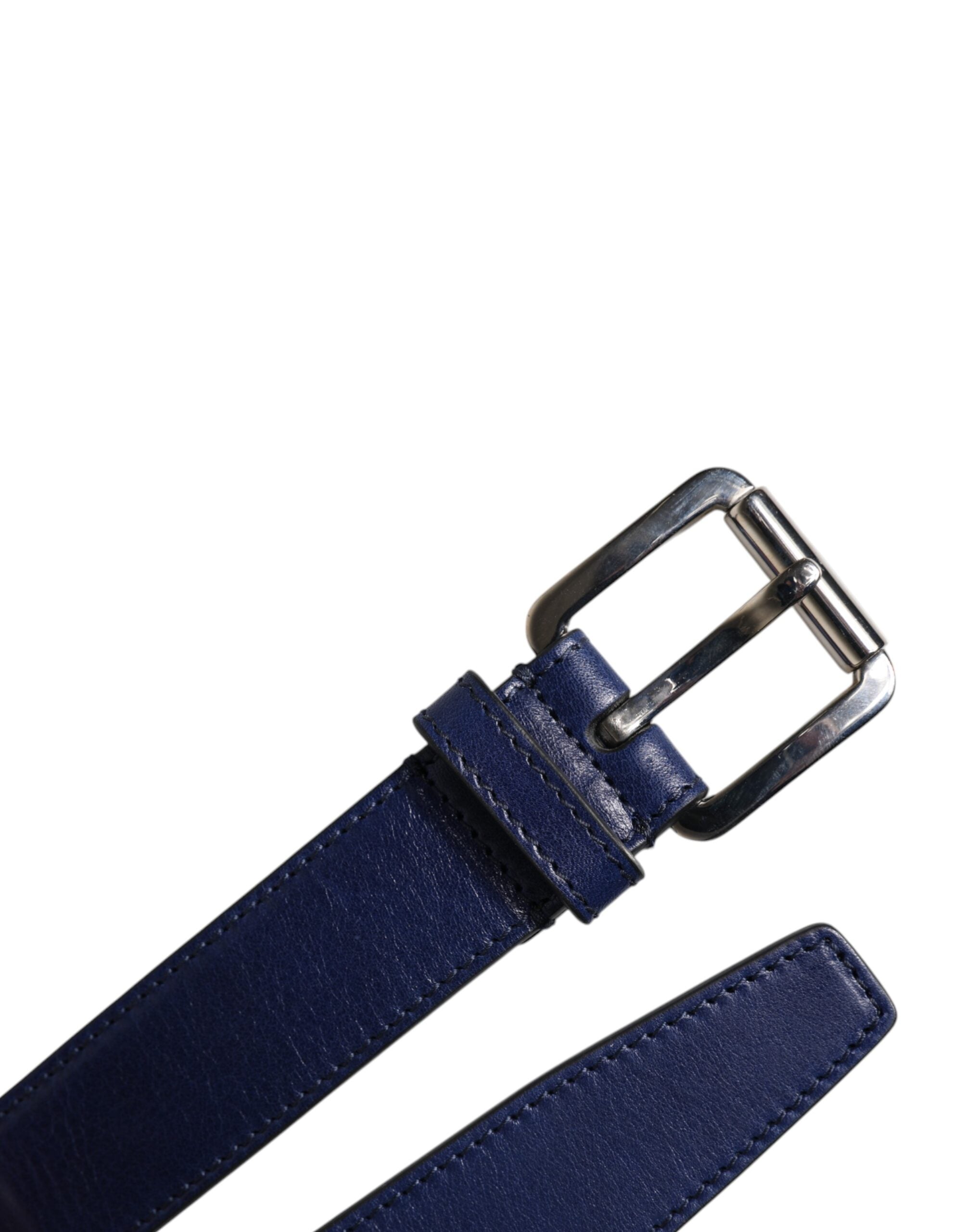 Dolce & Gabbana Blue Cotton Leather Printed Metal Buckle Belt Dolce & Gabbana