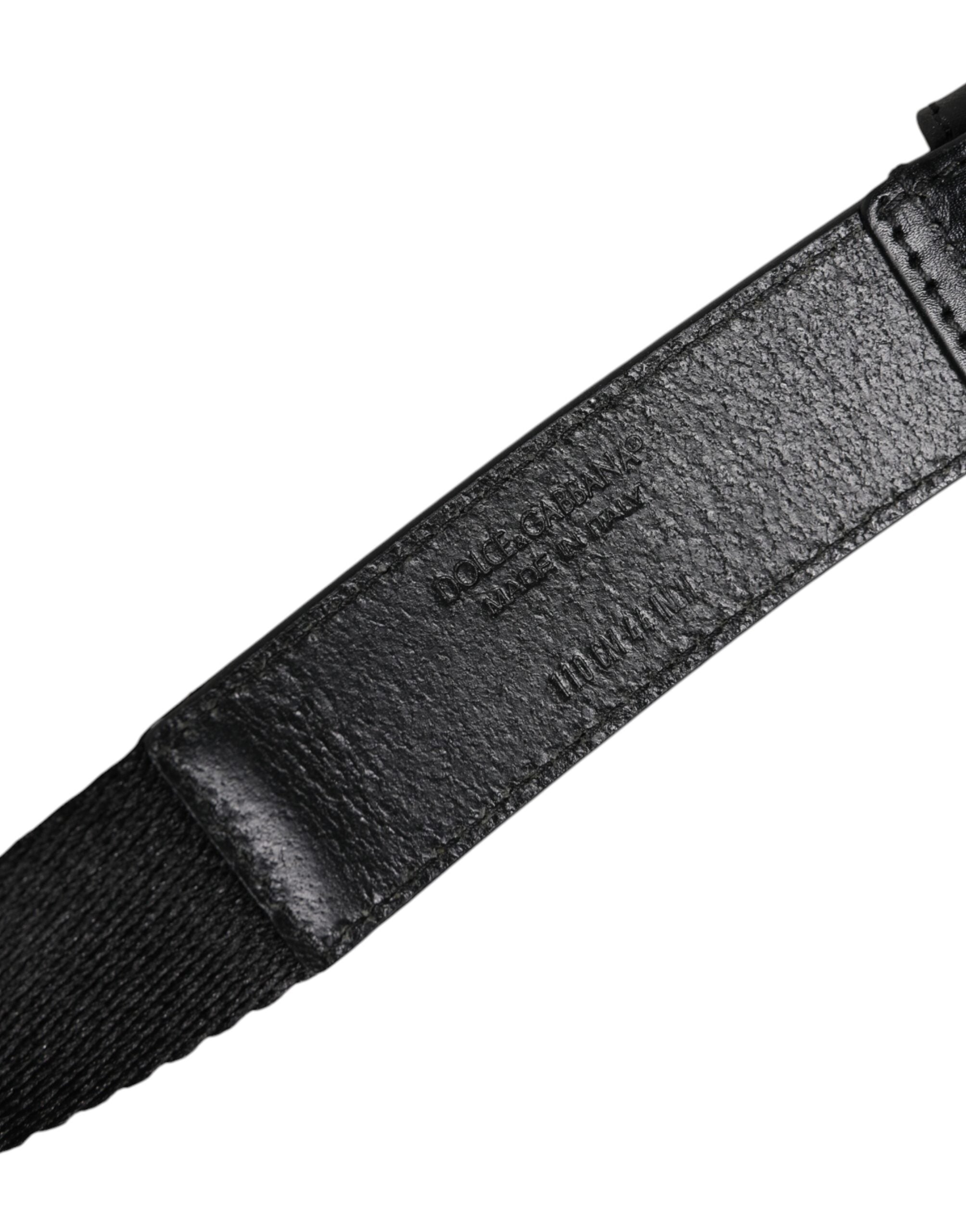 Dolce & Gabbana Black White Printed Metal Logo Buckle Belt Dolce & Gabbana