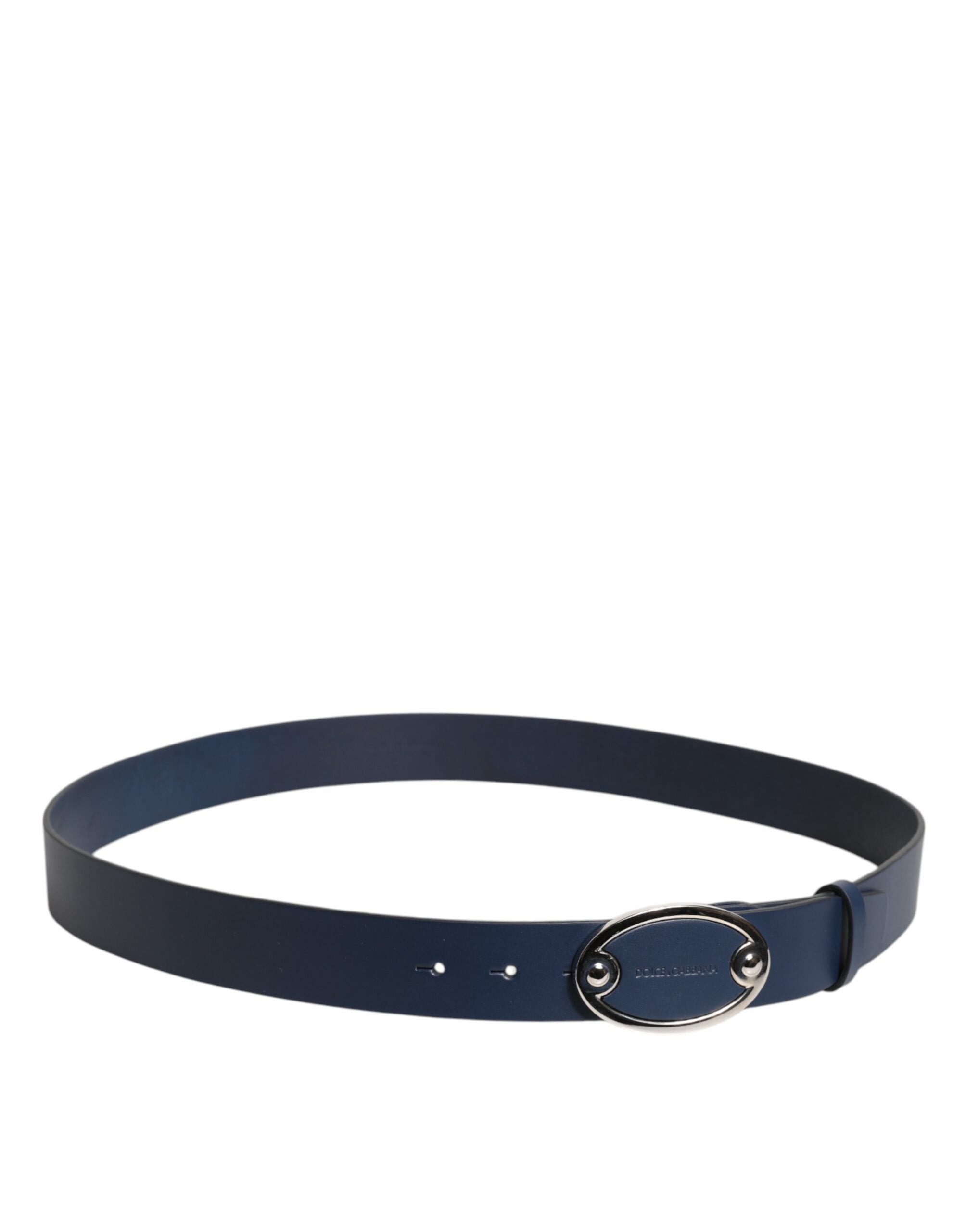 Dolce & Gabbana Blue Leather Classic Metal Logo Buckle Belt Dolce & Gabbana