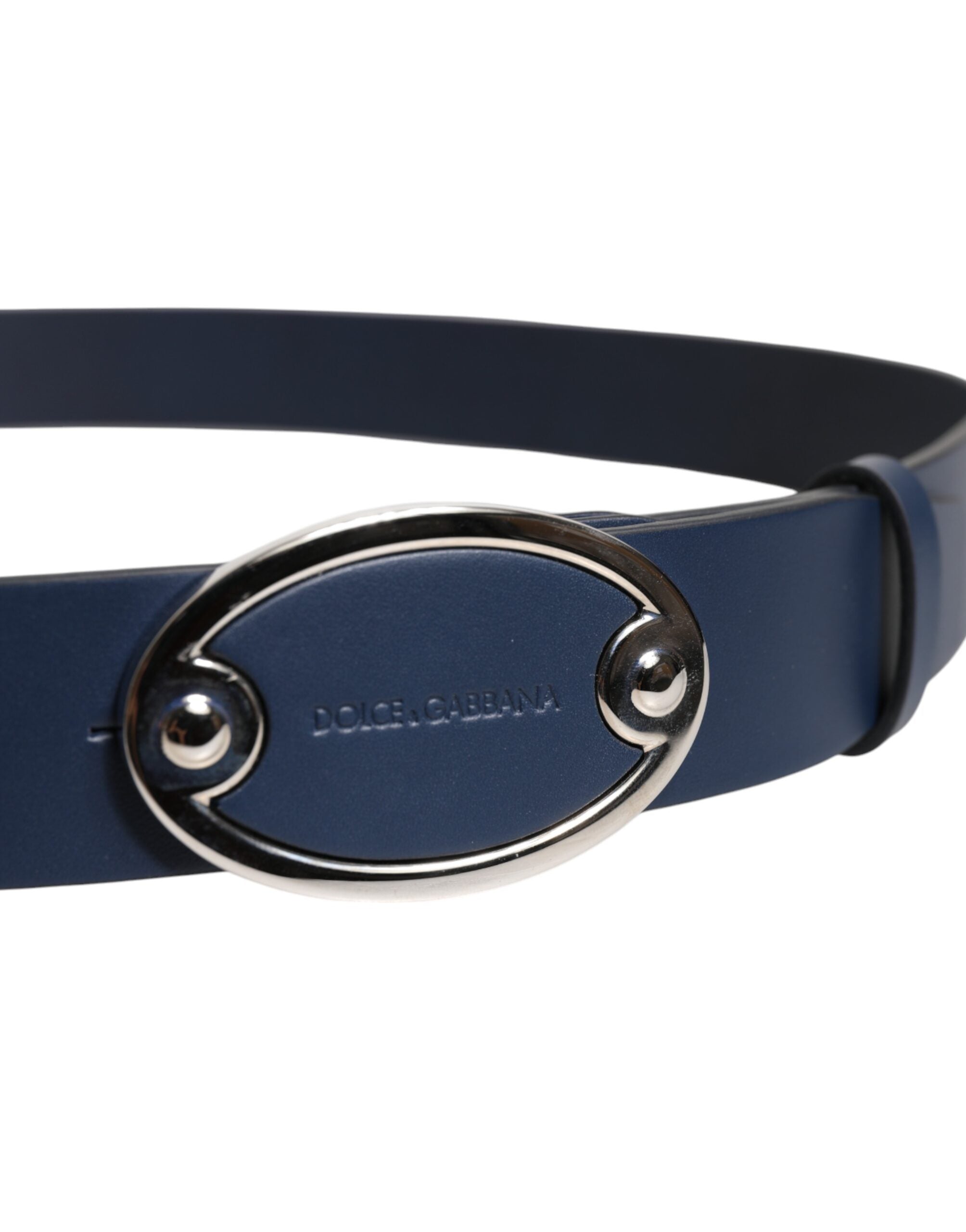 Dolce & Gabbana Blue Leather Classic Metal Logo Buckle Belt Dolce & Gabbana