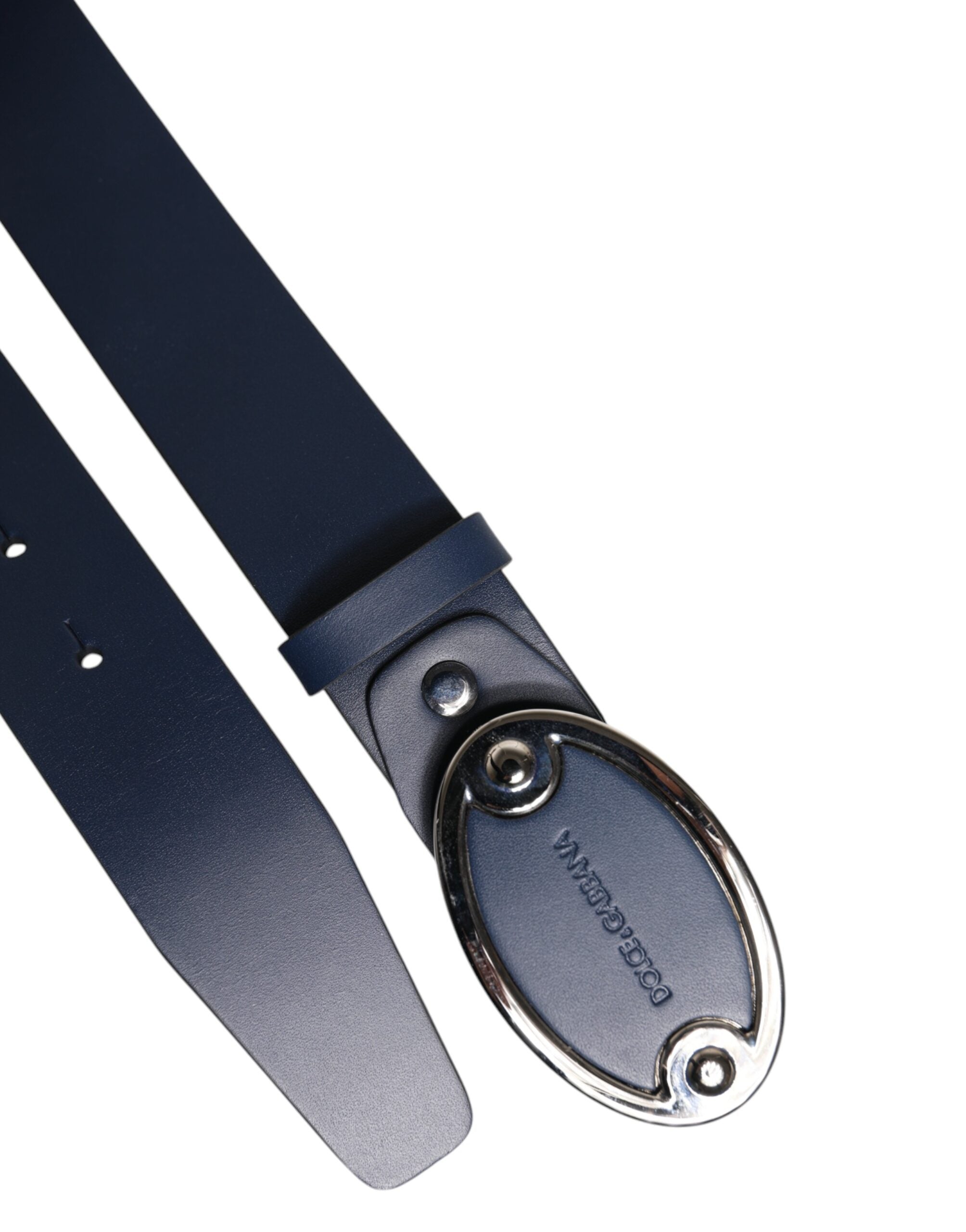 Dolce & Gabbana Blue Leather Classic Metal Logo Buckle Belt Dolce & Gabbana