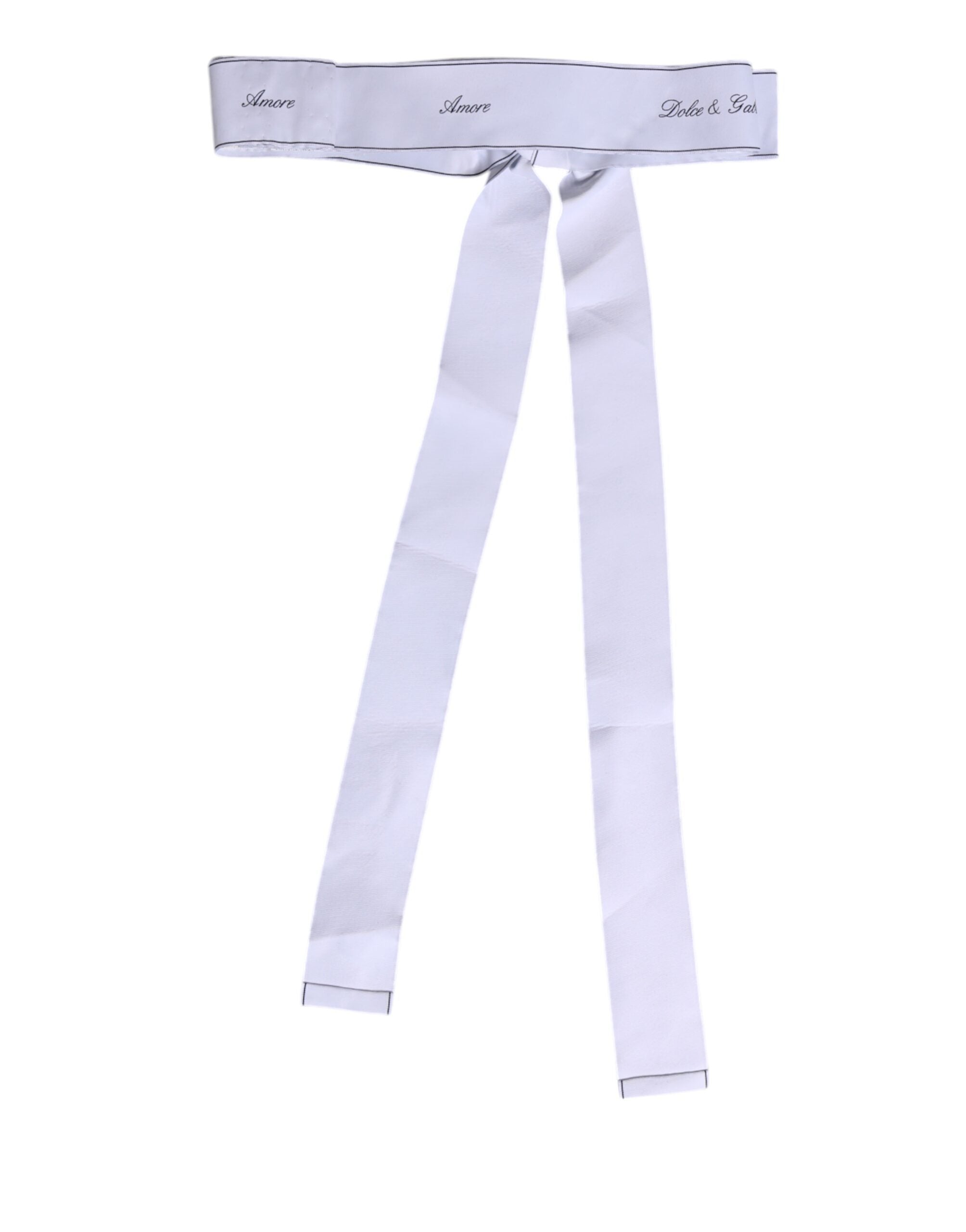 Dolce & Gabbana White Waist Ribbon Wide Bow Logo Belt Dolce & Gabbana